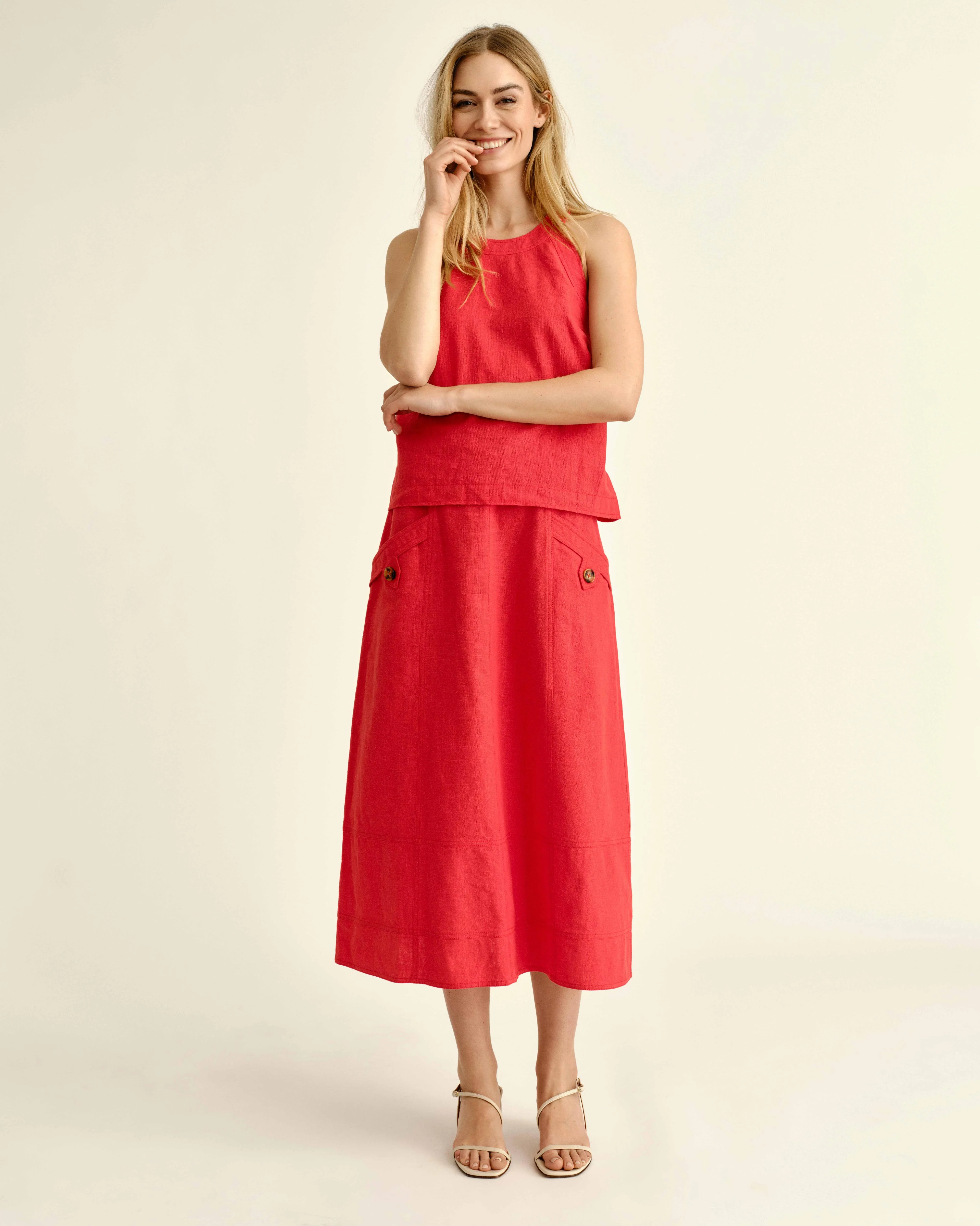 Cartolina - SU26 Alice Button Skirt - Poppy - Image 4