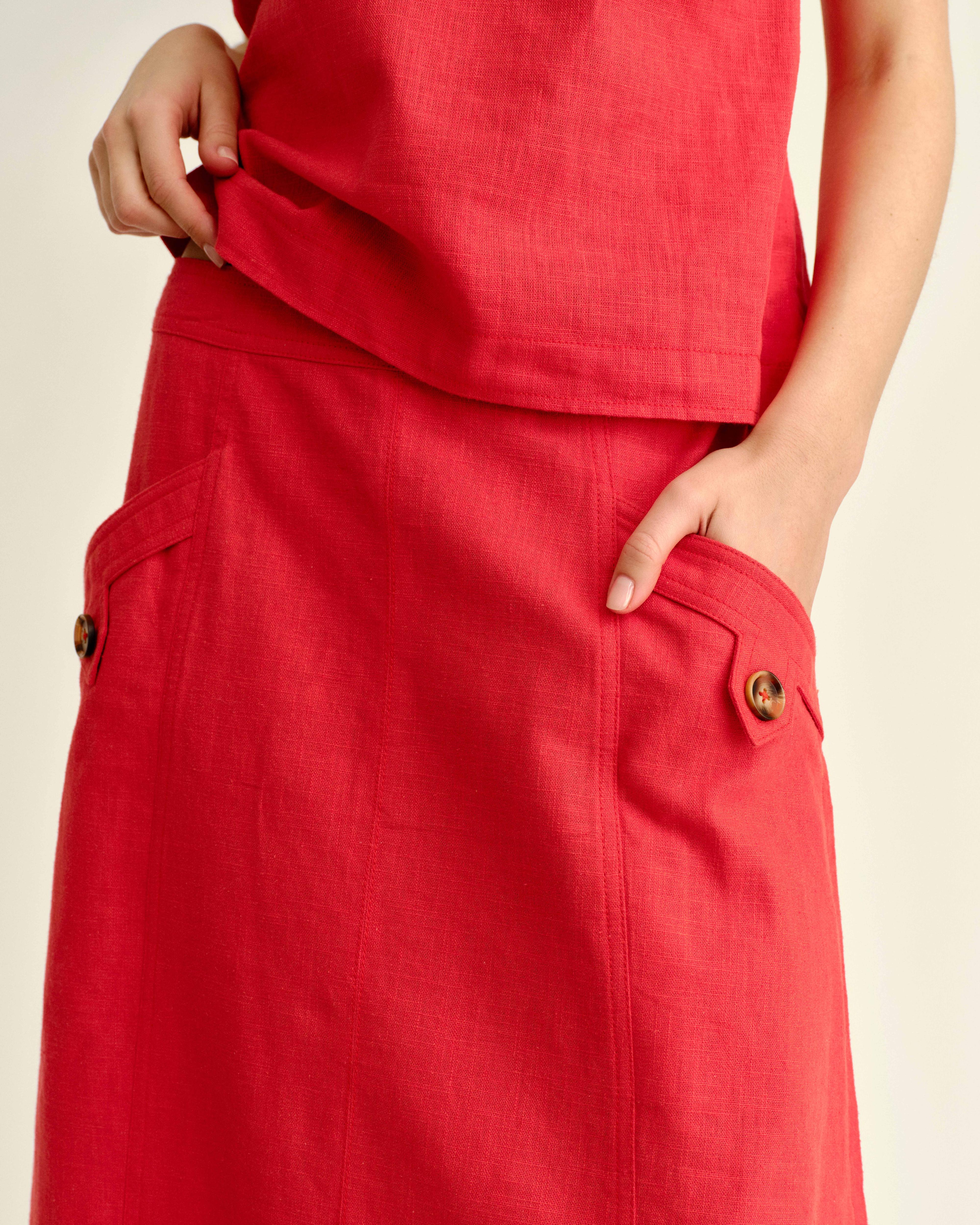 Cartolina - SU26 Alice Button Skirt - Poppy - Image 5