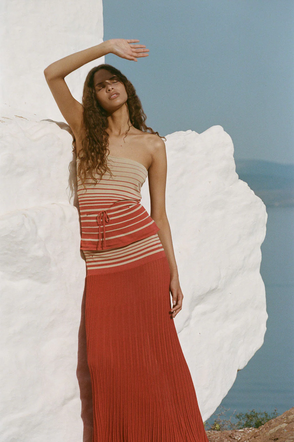 Faithfull - Casia Top Accordion Stripe Amber Fawn - Final Sale - Image 2
