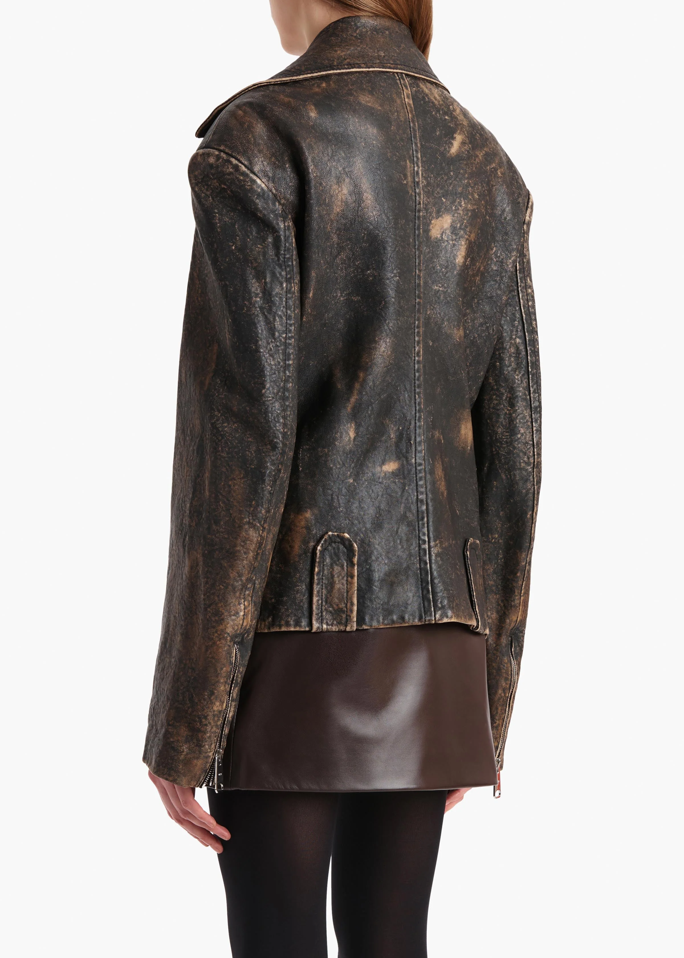 Khaite - Catalina Jacket in Black and Natural Distressed Leather - Image 12