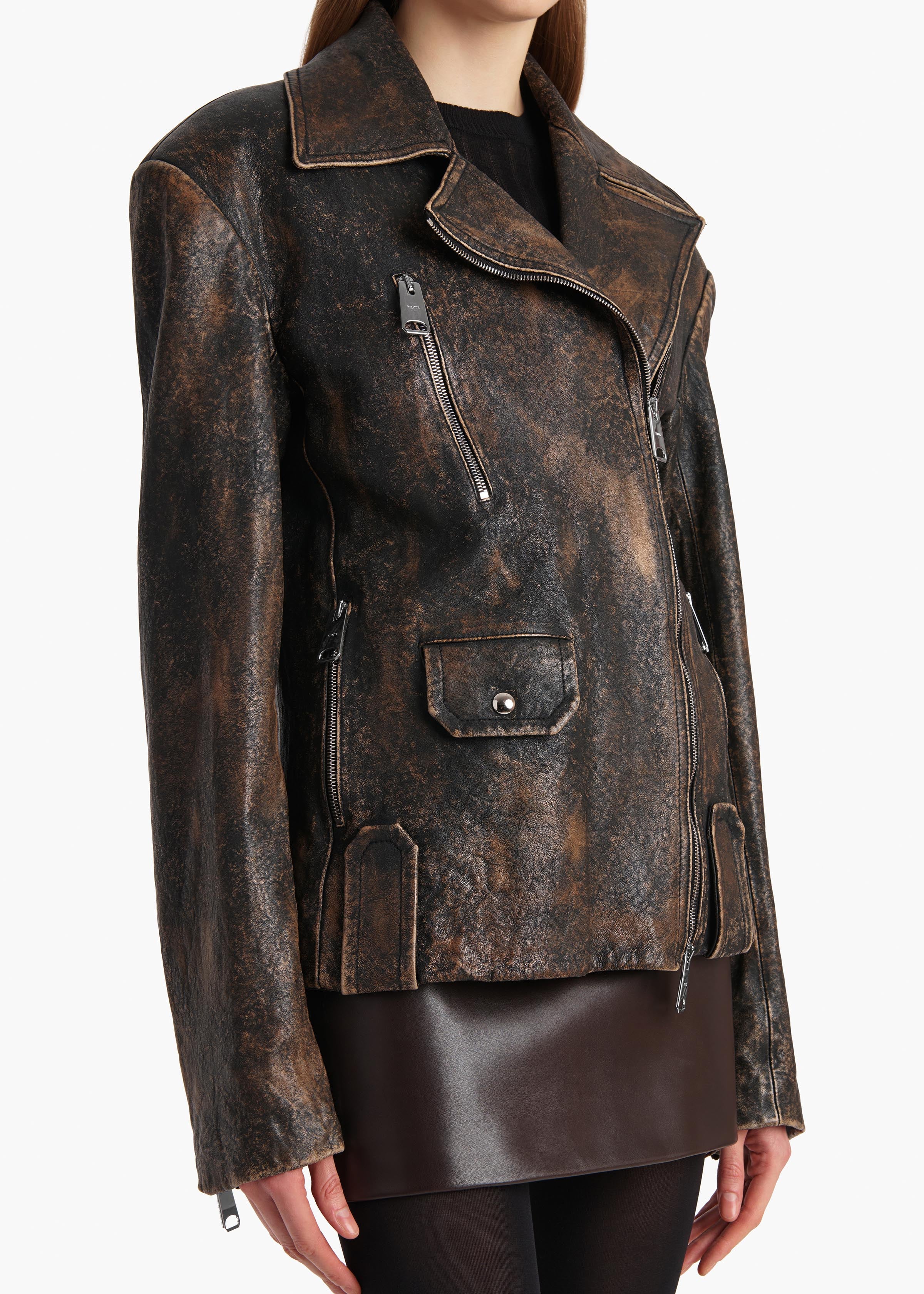 Khaite - Catalina Jacket in Black and Natural Distressed Leather - Image 13