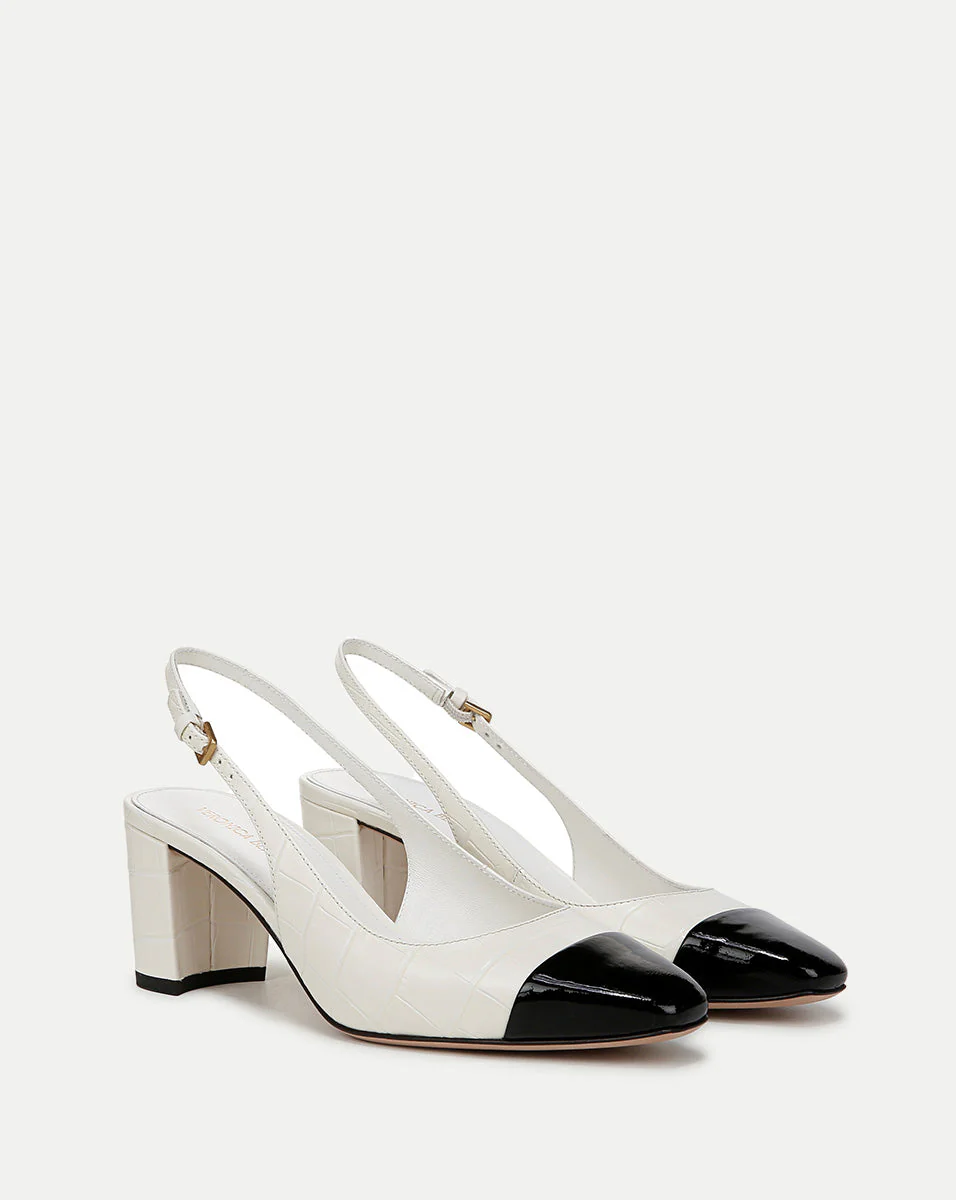 Veronica Beard - Cecile Croc - Embossed Cap - Toe Slingback Pump - Image 11