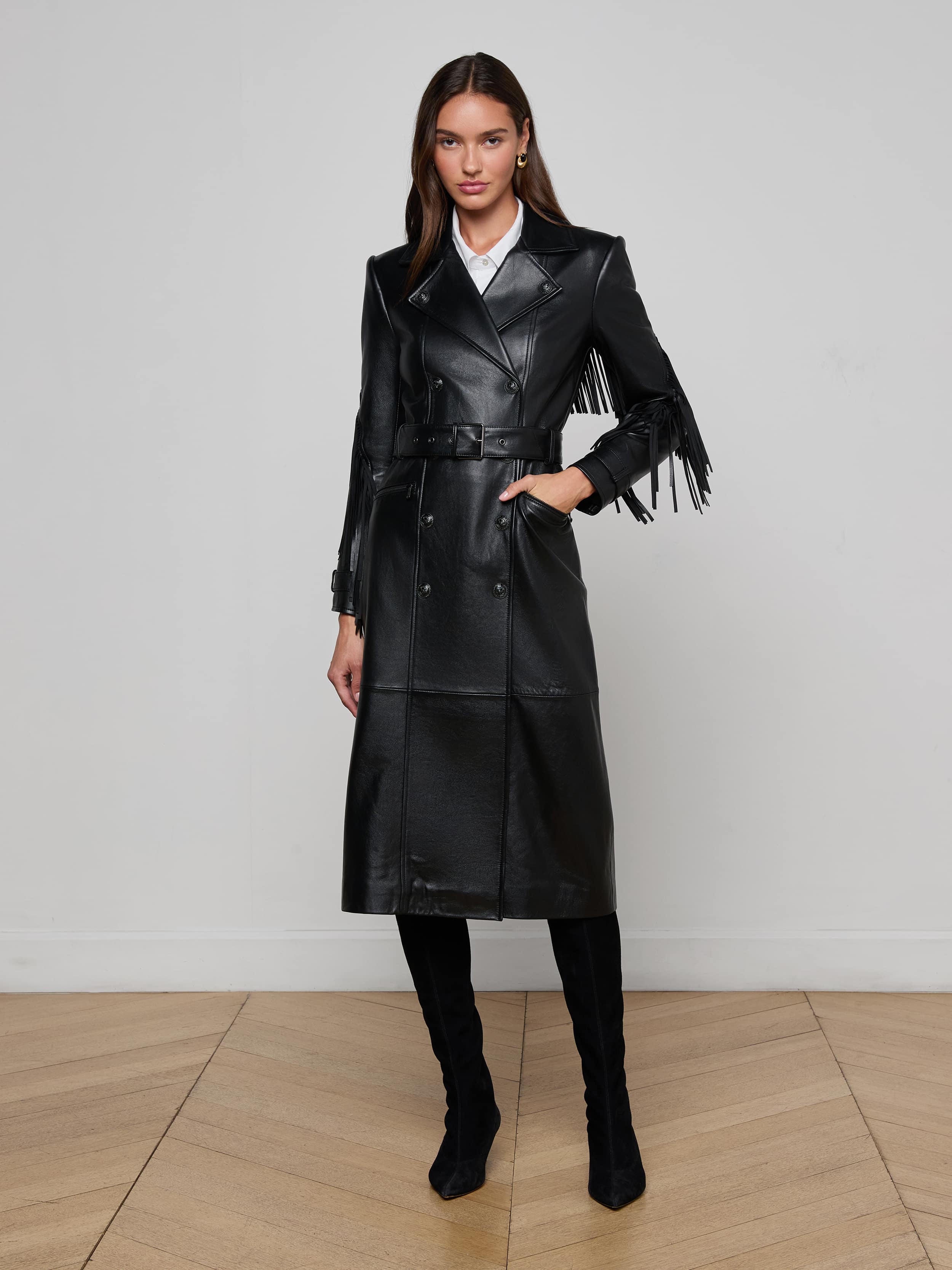 L'AGENCE - Celina Fringed Leather Trench
