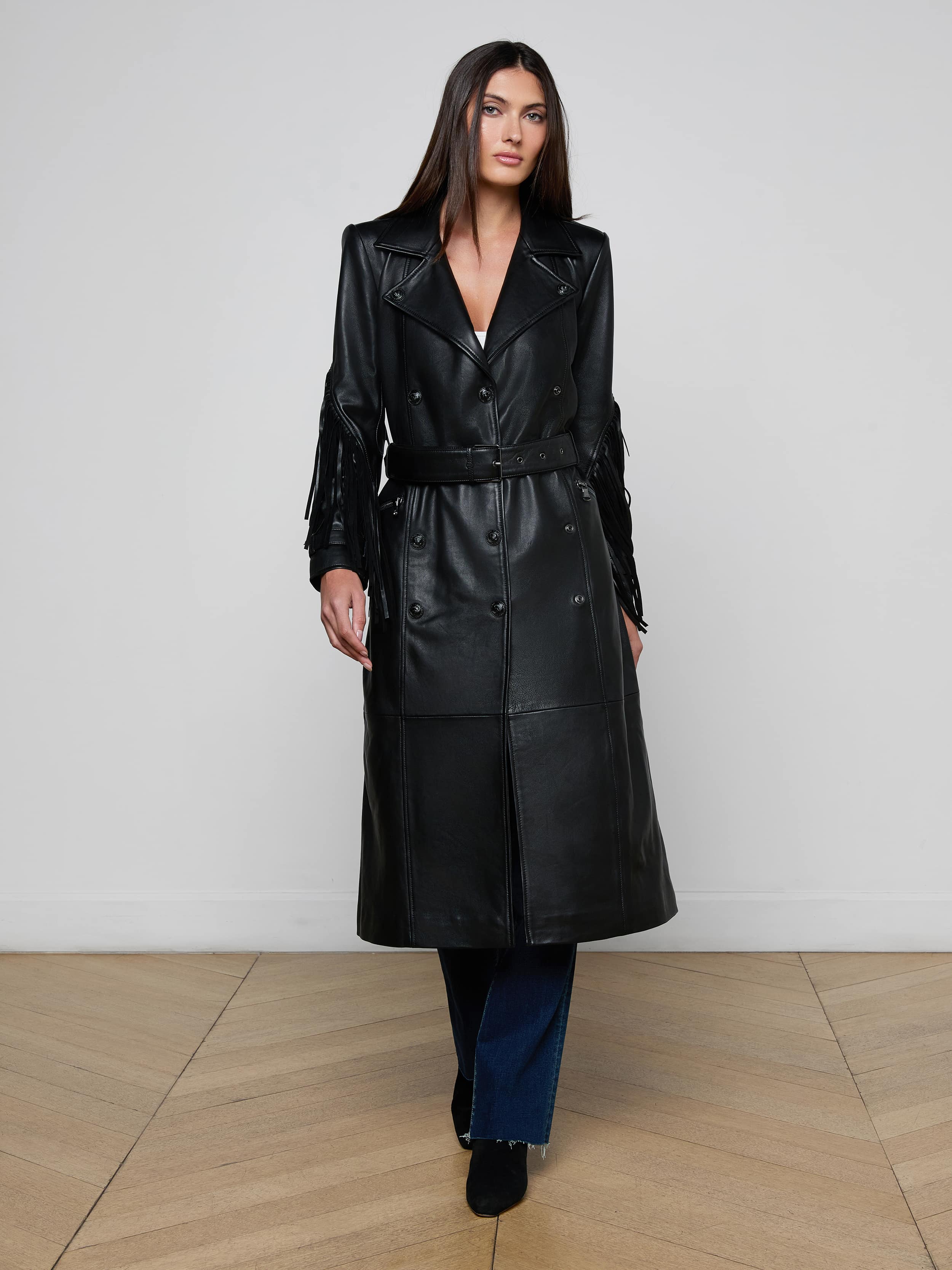L'AGENCE - Celina Fringed Leather Trench - Image 12