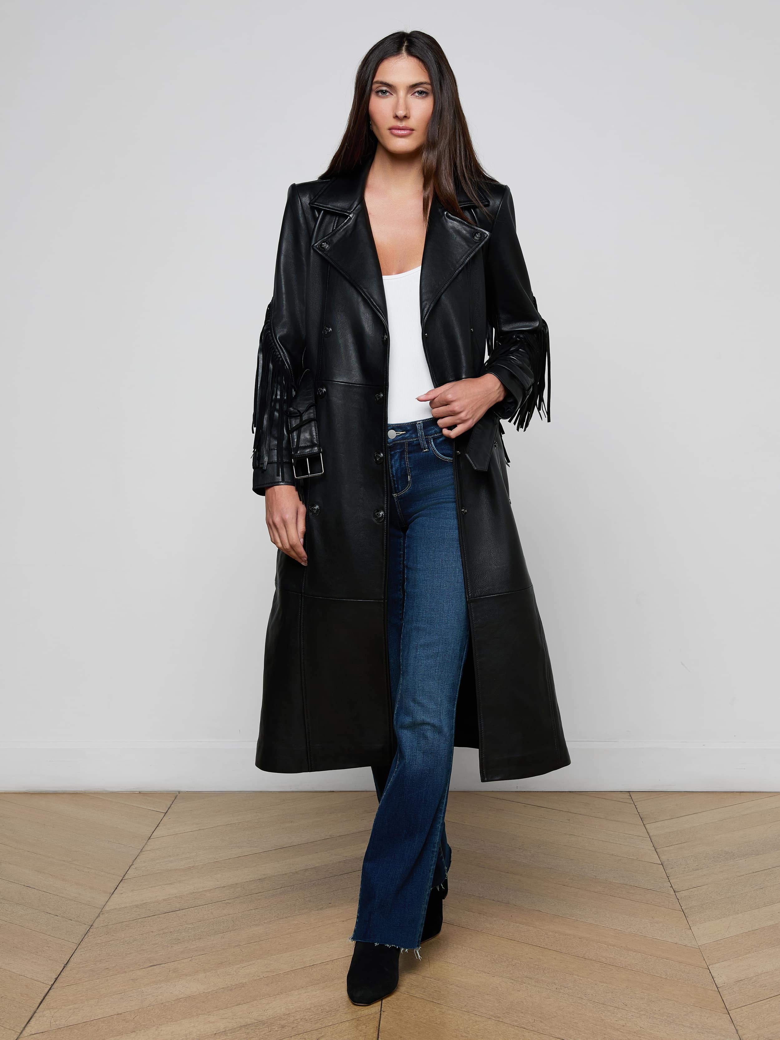 L'AGENCE - Celina Fringed Leather Trench - Image 4