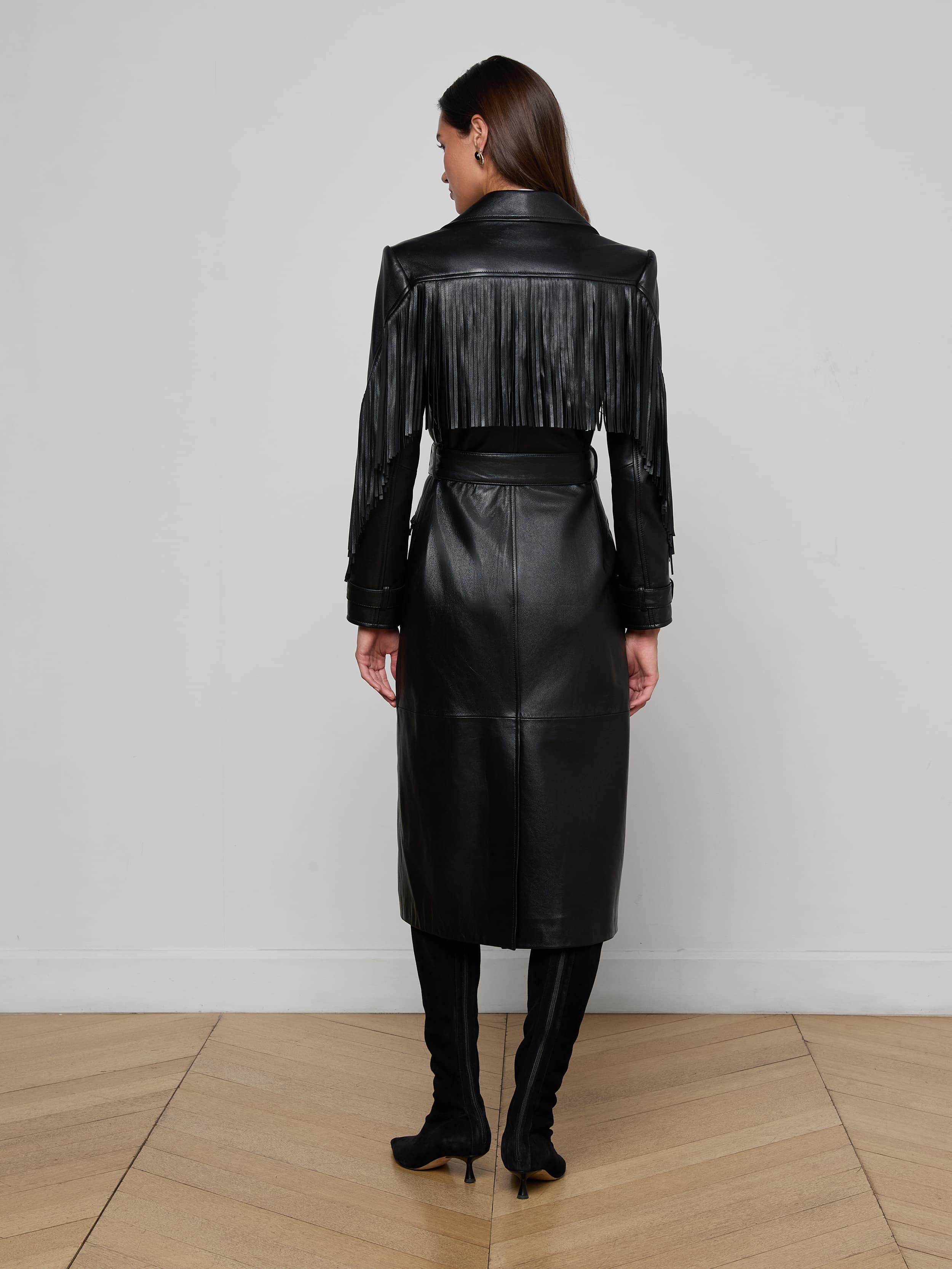L'AGENCE - Celina Fringed Leather Trench - Image 5