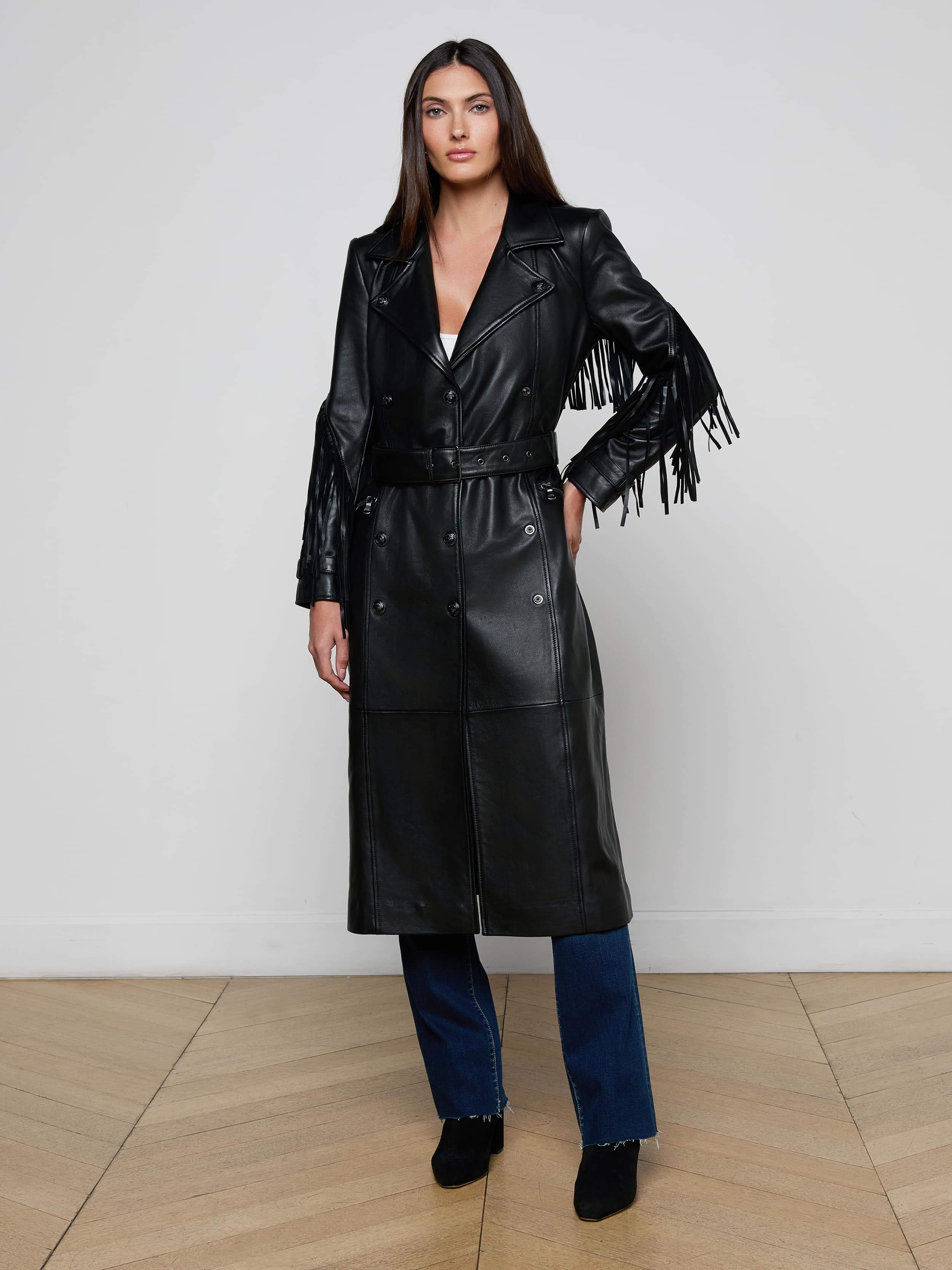 L'AGENCE - Celina Fringed Leather Trench - Image 7