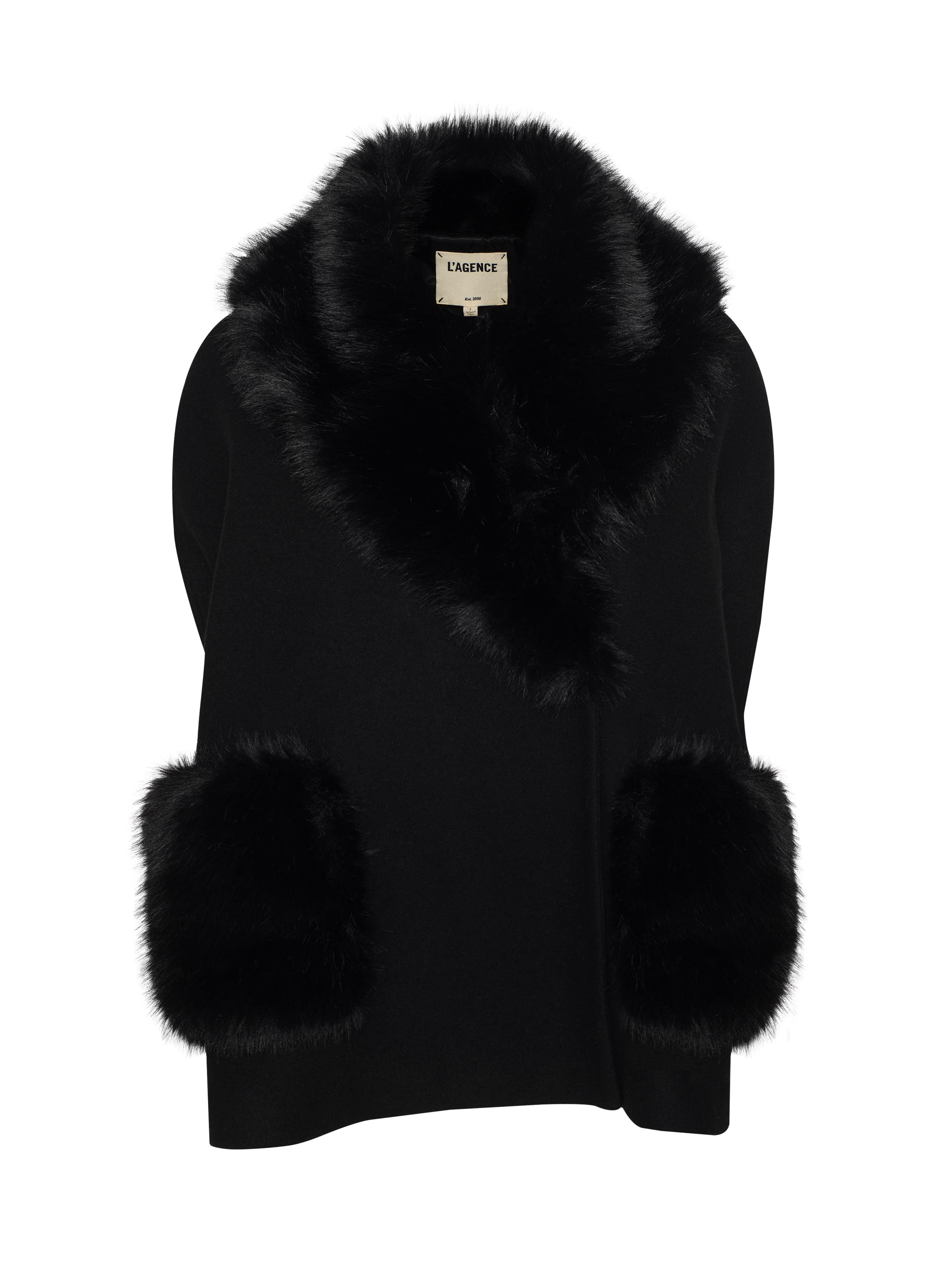 L'AGENCE - Chana Faux Fur Cape - Image 6