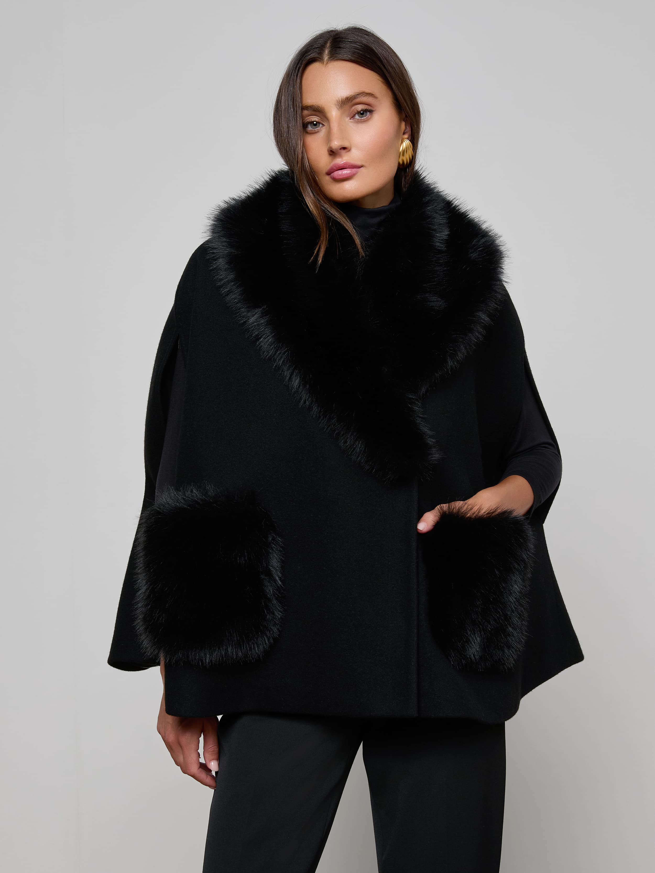 L'AGENCE - Chana Faux Fur Cape - Image 7