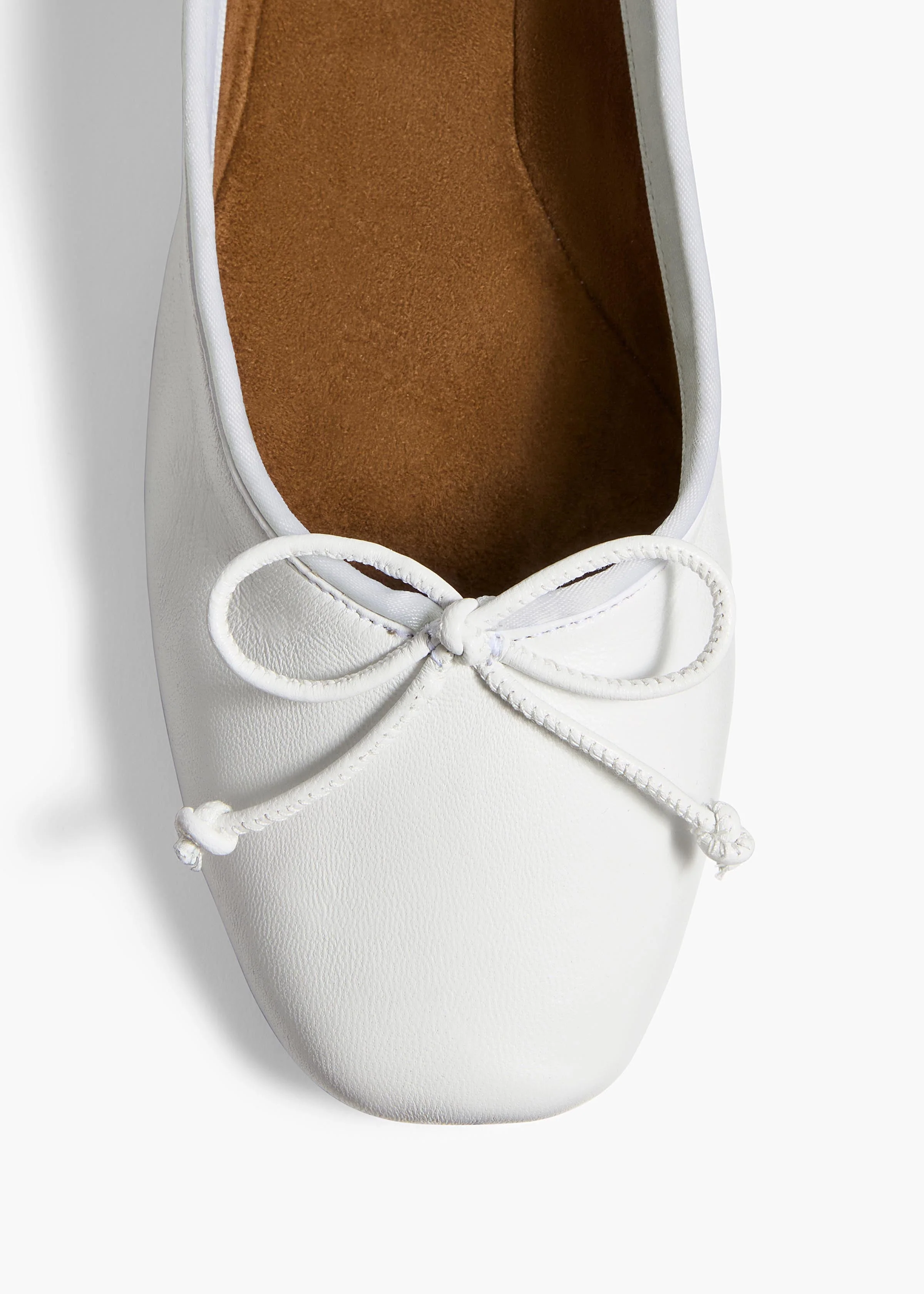 Khaite - Charlotte Ballerina Flat in Optic White Leather - Image 4