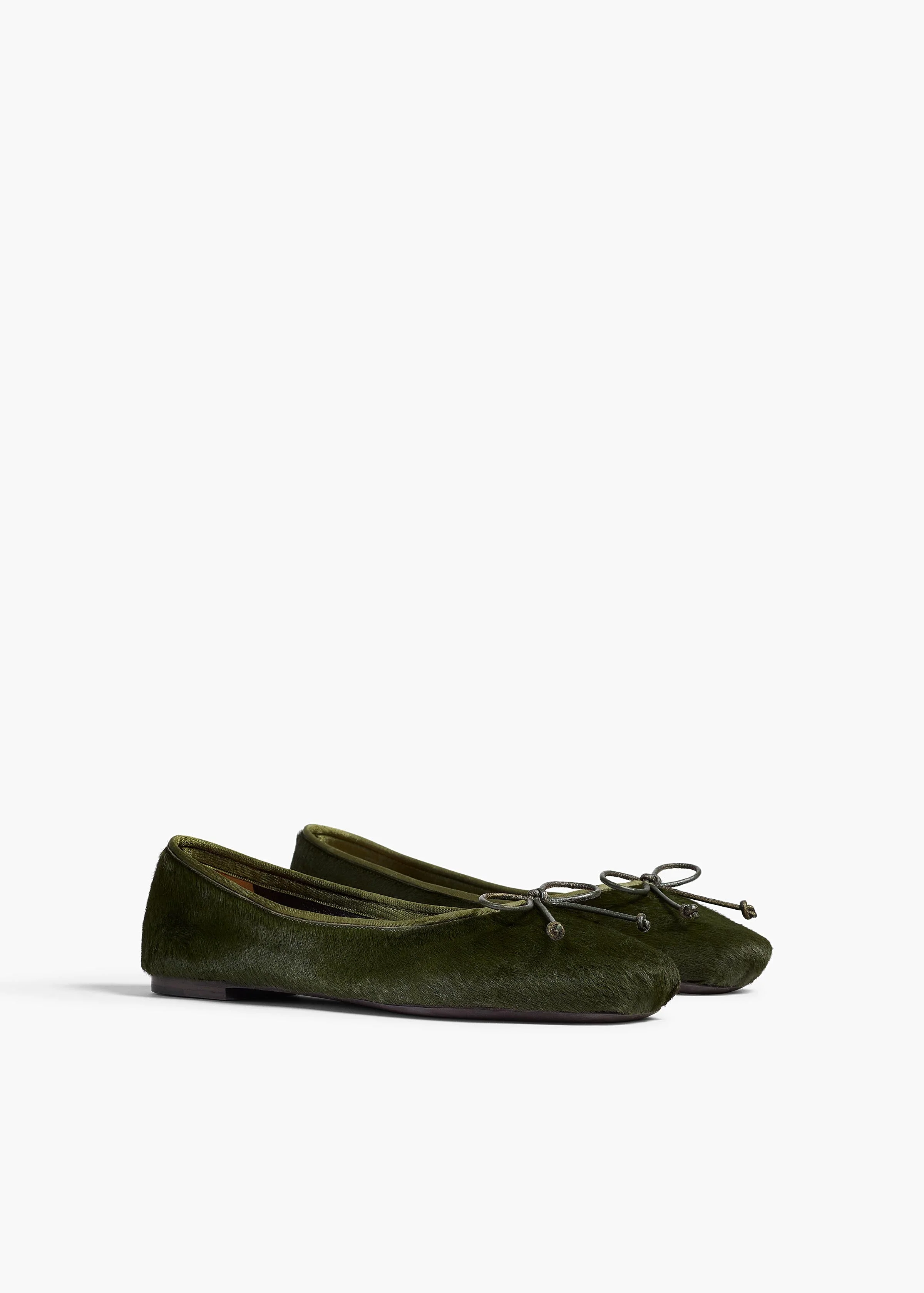 Khaite - Charlotte Ballerina Flat in Racing Green Haircalf - Image 8