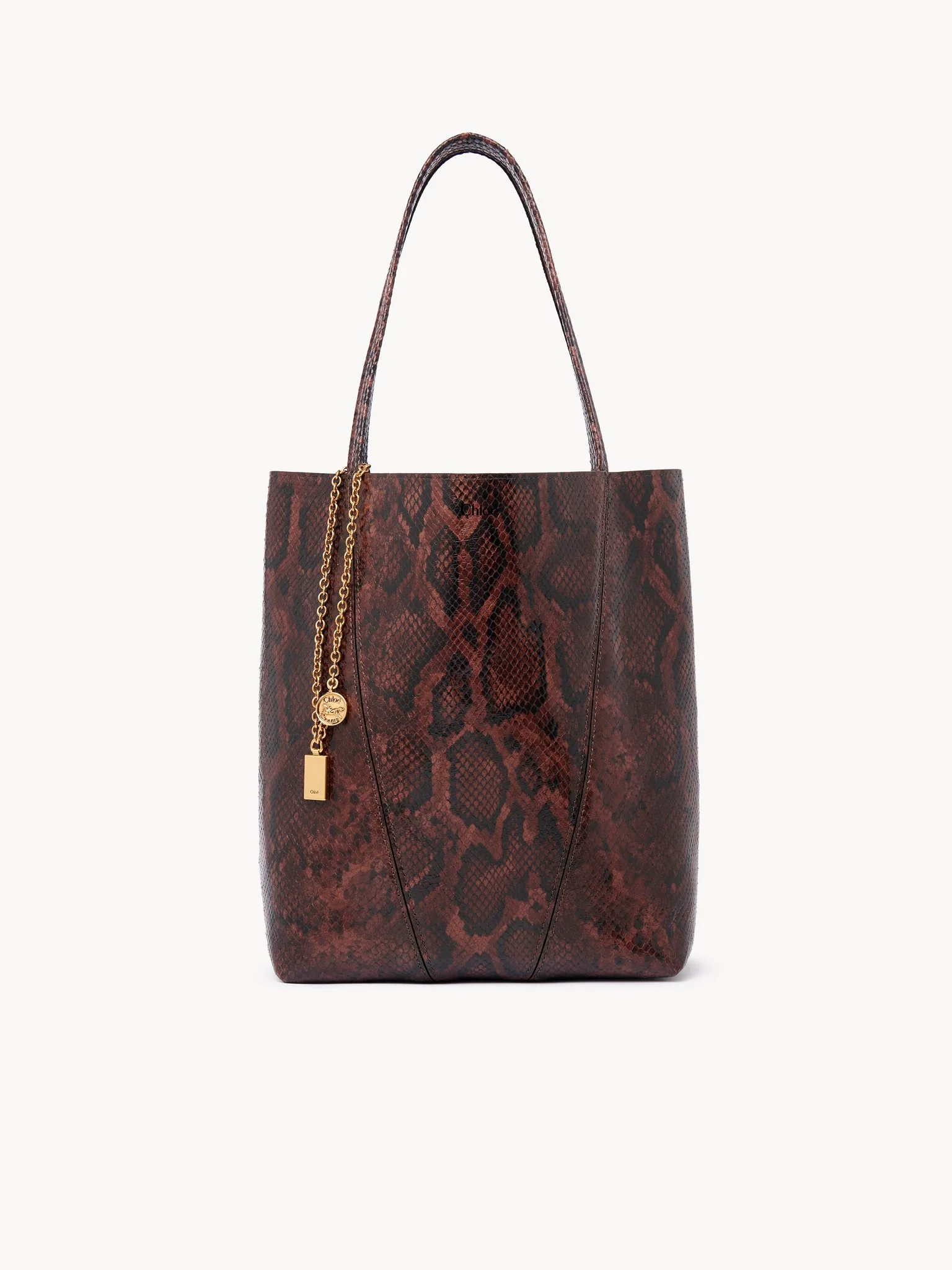 Chloé - Chloé Spin tote bag in python-effect leather