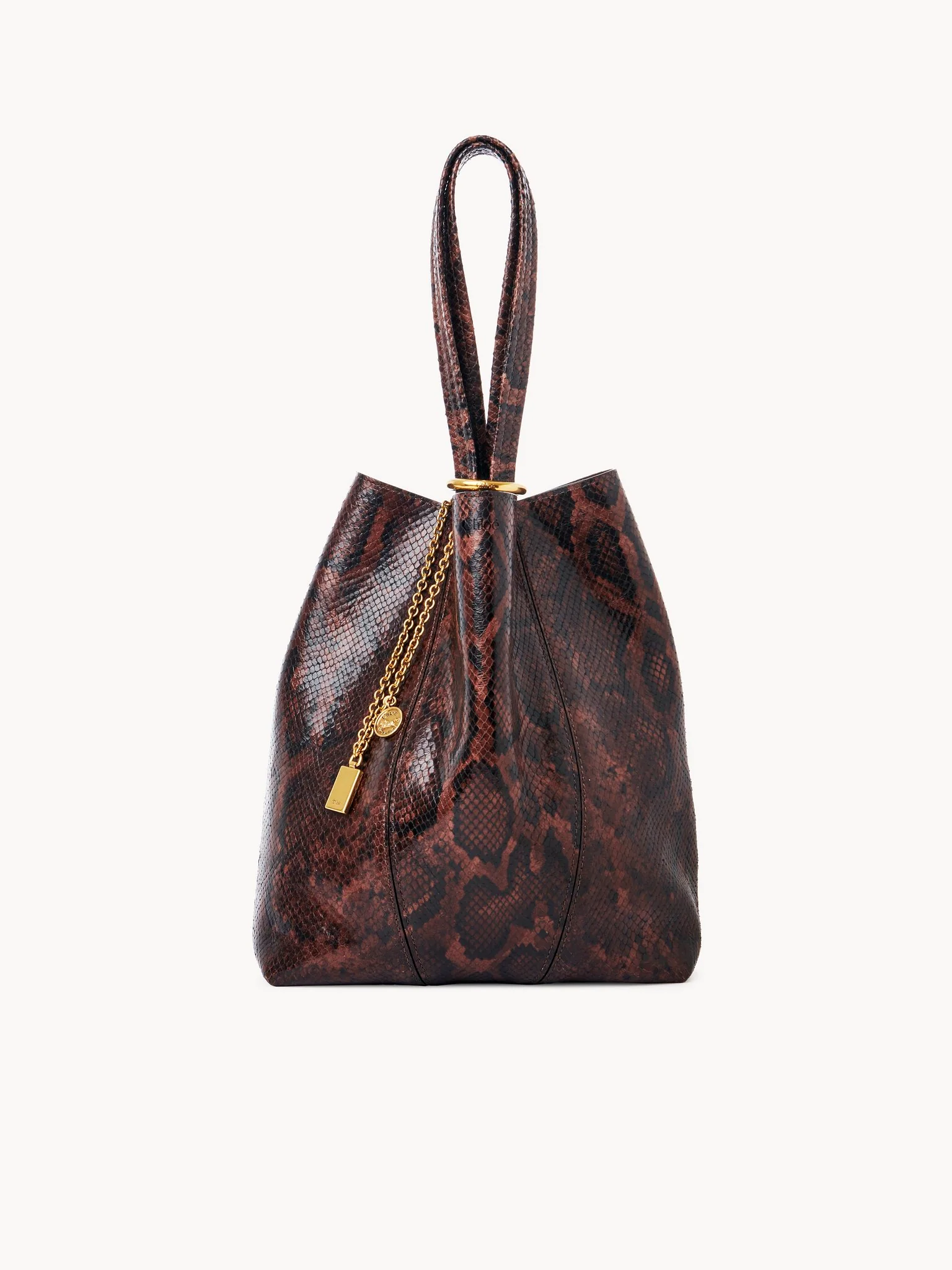 Chloé - Chloé Spin tote bag in python-effect leather - Image 4