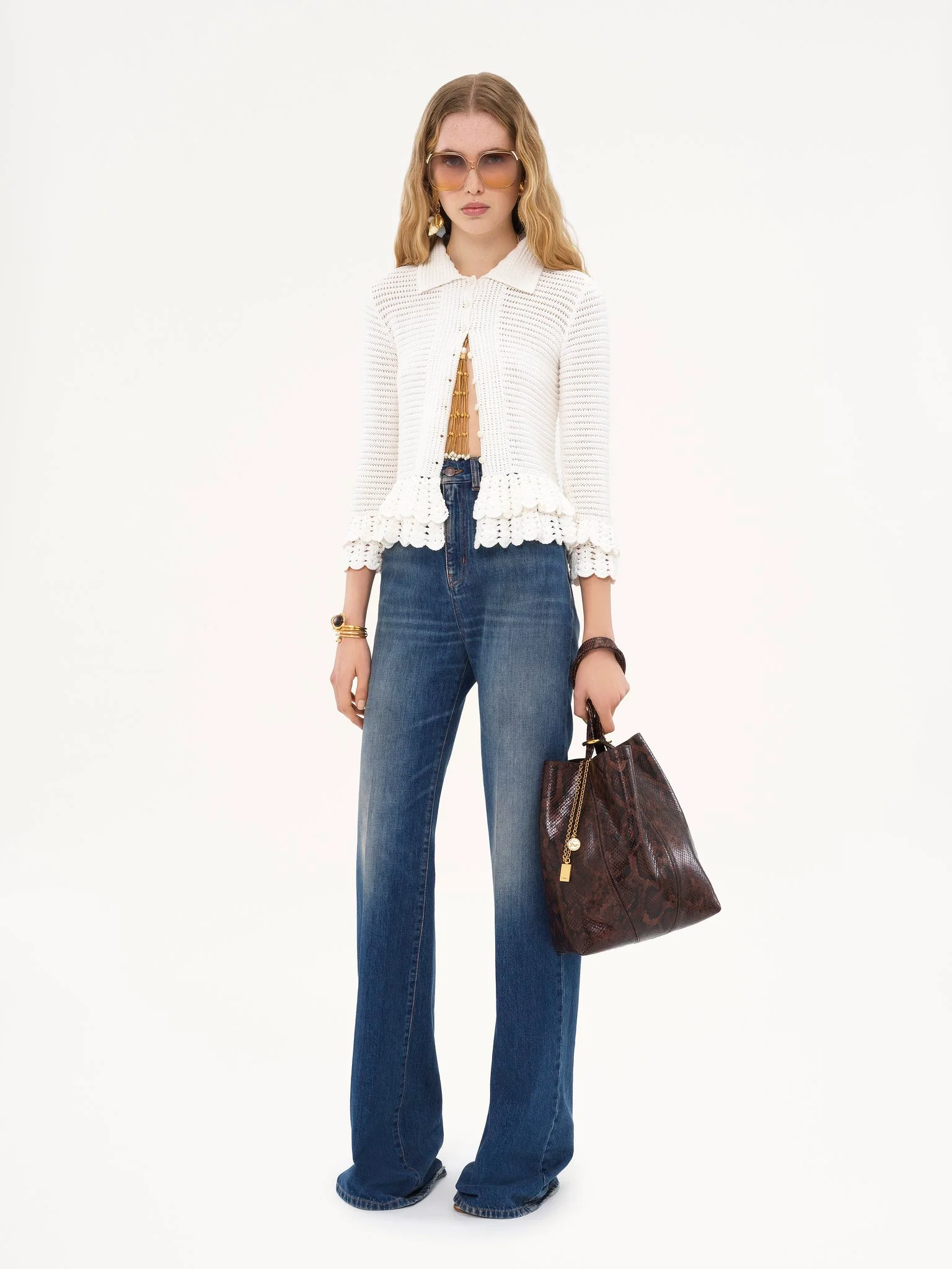 Chloé - Chloé Spin tote bag in python-effect leather - Image 5