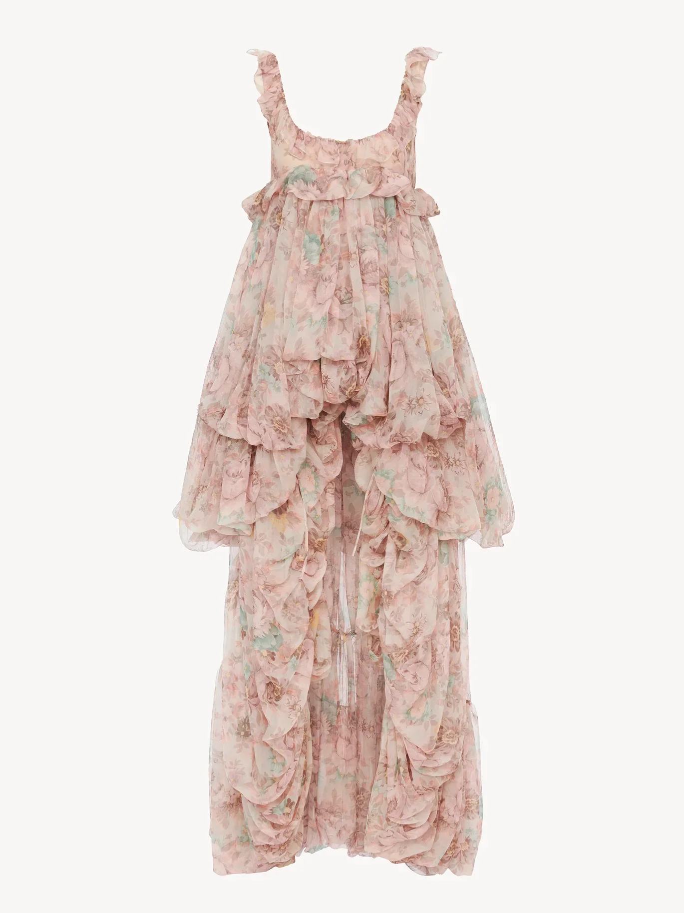 Chloé - High Low Ruffled Dress In Silk Mousseline - Image 2