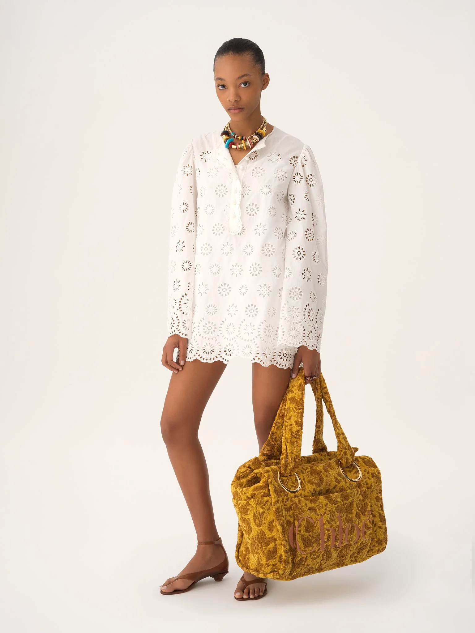 Chloé - Large Chloé Plage tote bag in jacquard terry - Image 3