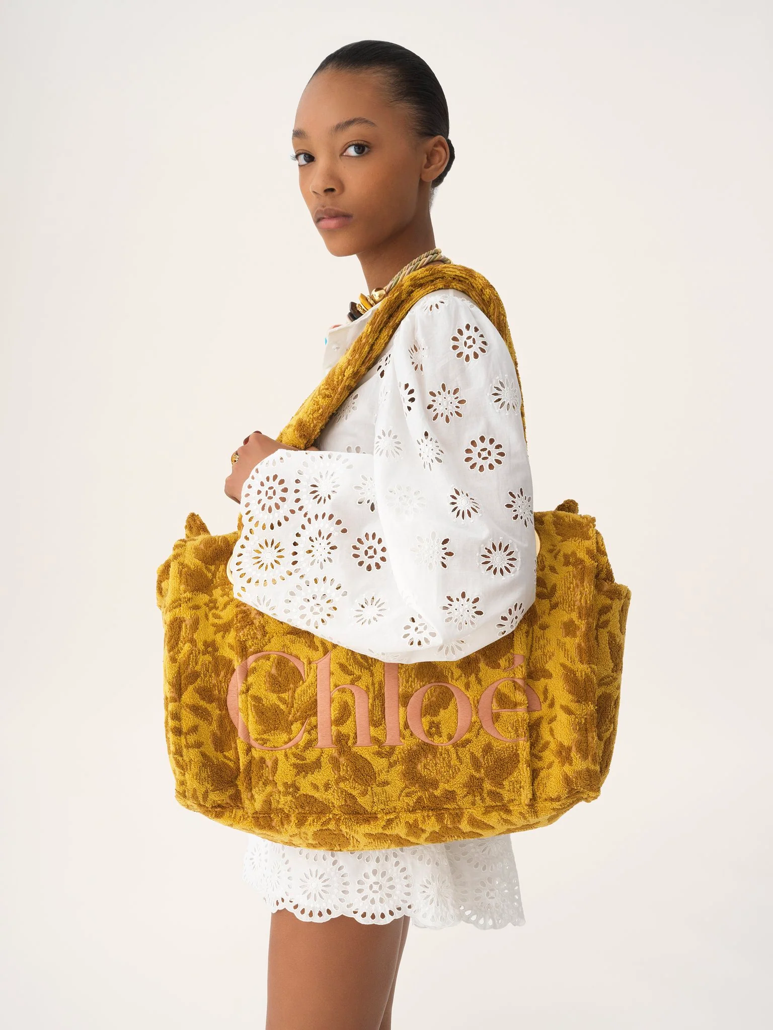 Chloé - Large Chloé Plage tote bag in jacquard terry - Image 4