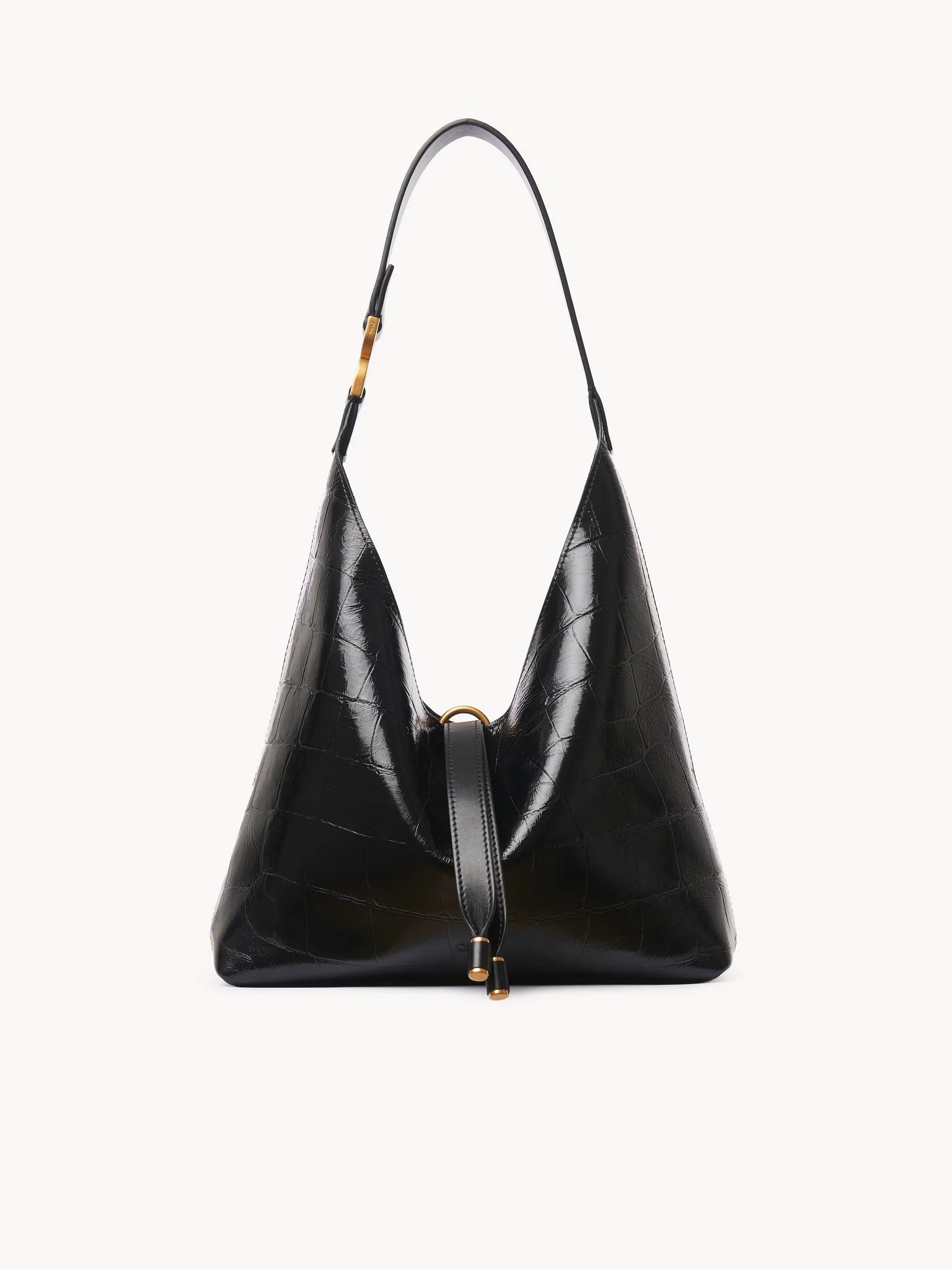 Chloé - Small Marcie hobo bag in croco-effect leather