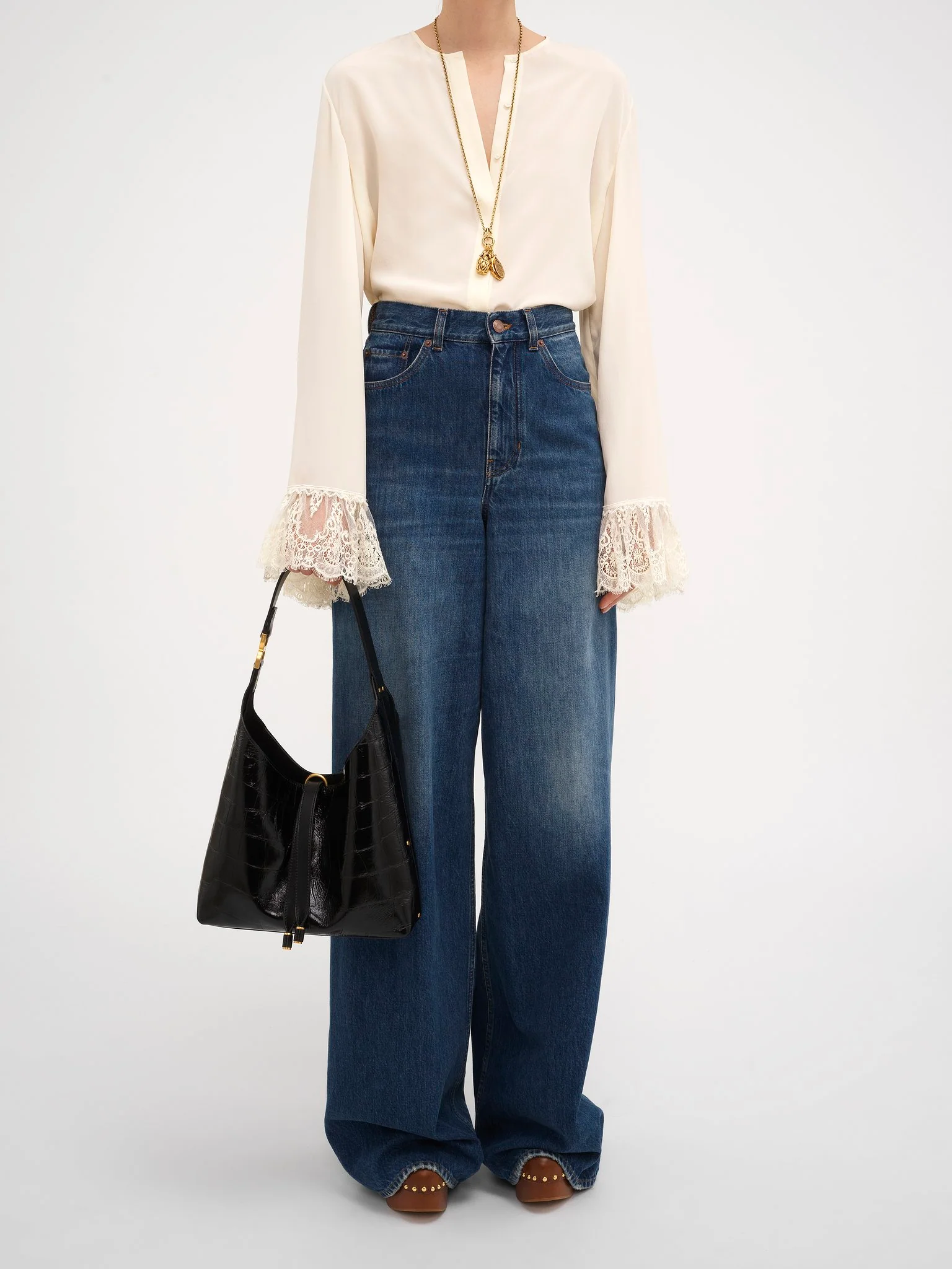 Chloé - Small Marcie hobo bag in croco-effect leather - Image 3