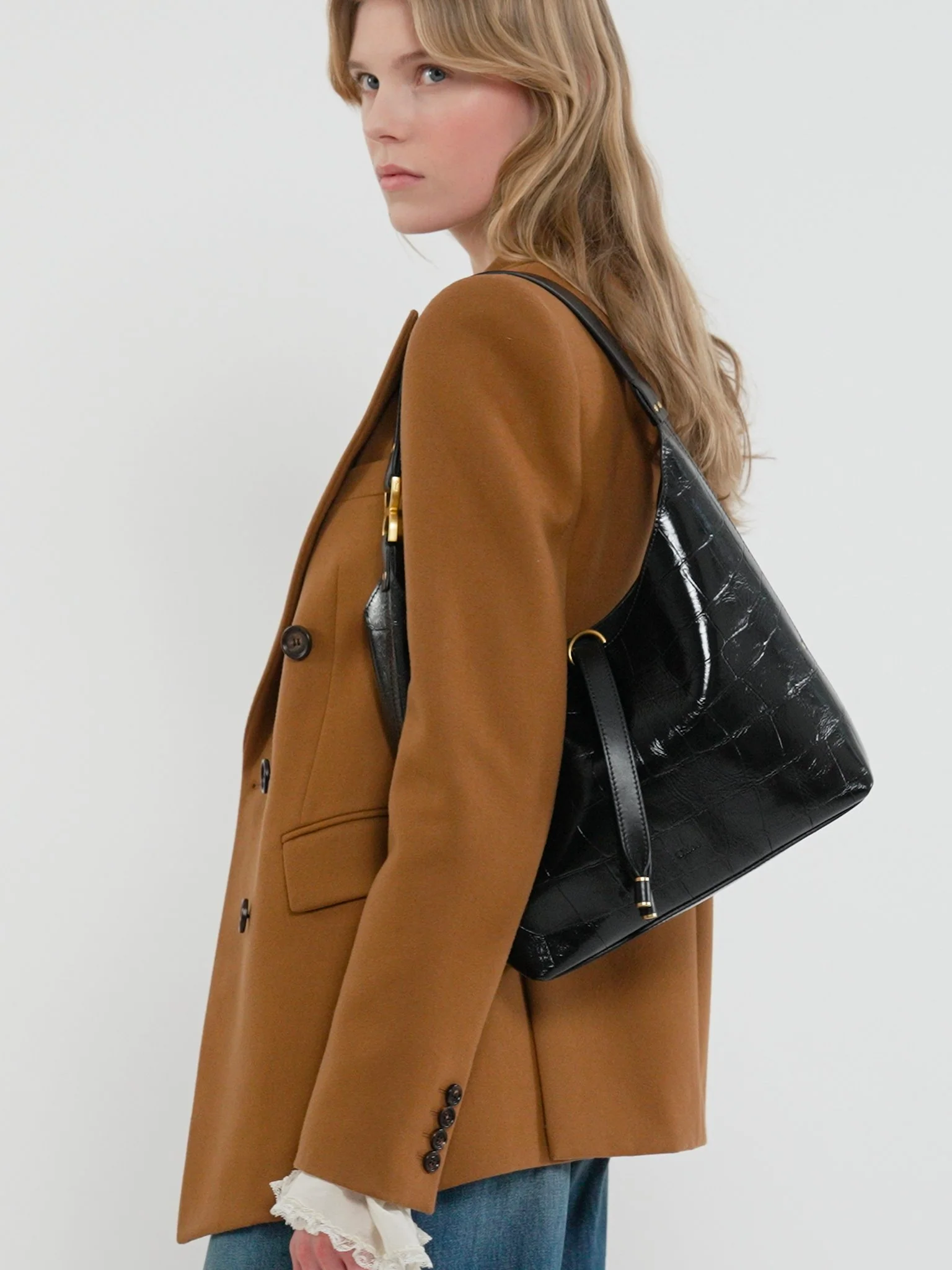Chloé - Small Marcie hobo bag in croco-effect leather - Image 6