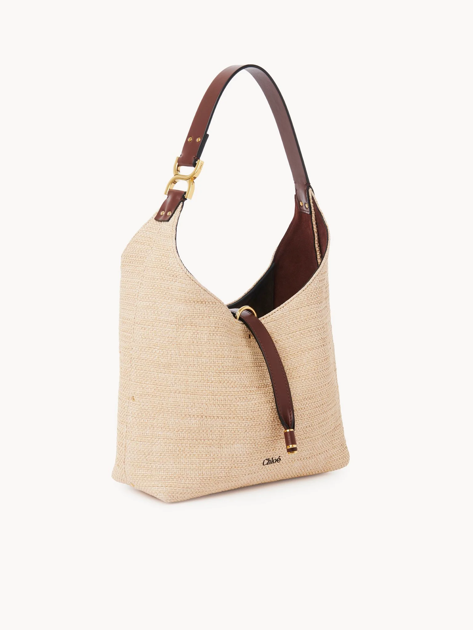Chloé - Small Marcie hobo bag in raffia-effect fibres - Image 5