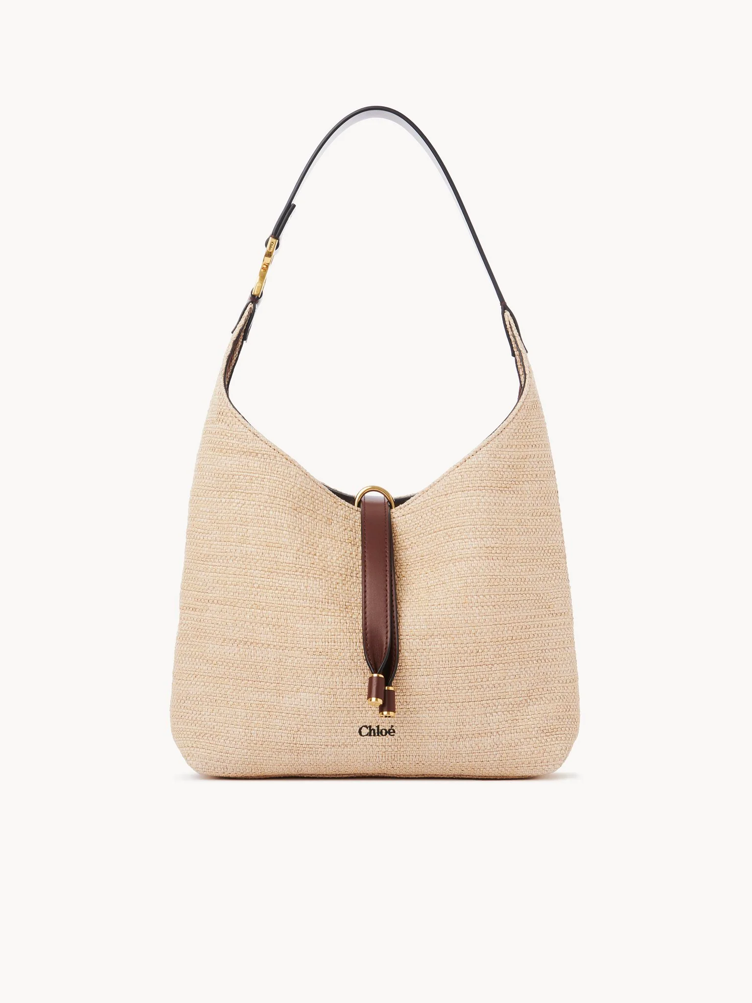 Chloé - Small Marcie hobo bag in raffia-effect fibres