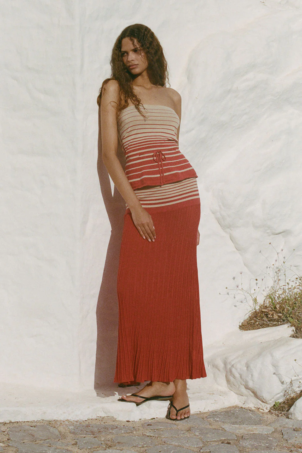 Faithfull - Citara Skirt Accordion Stripe Amber Fawn - Final Sale - Image 2