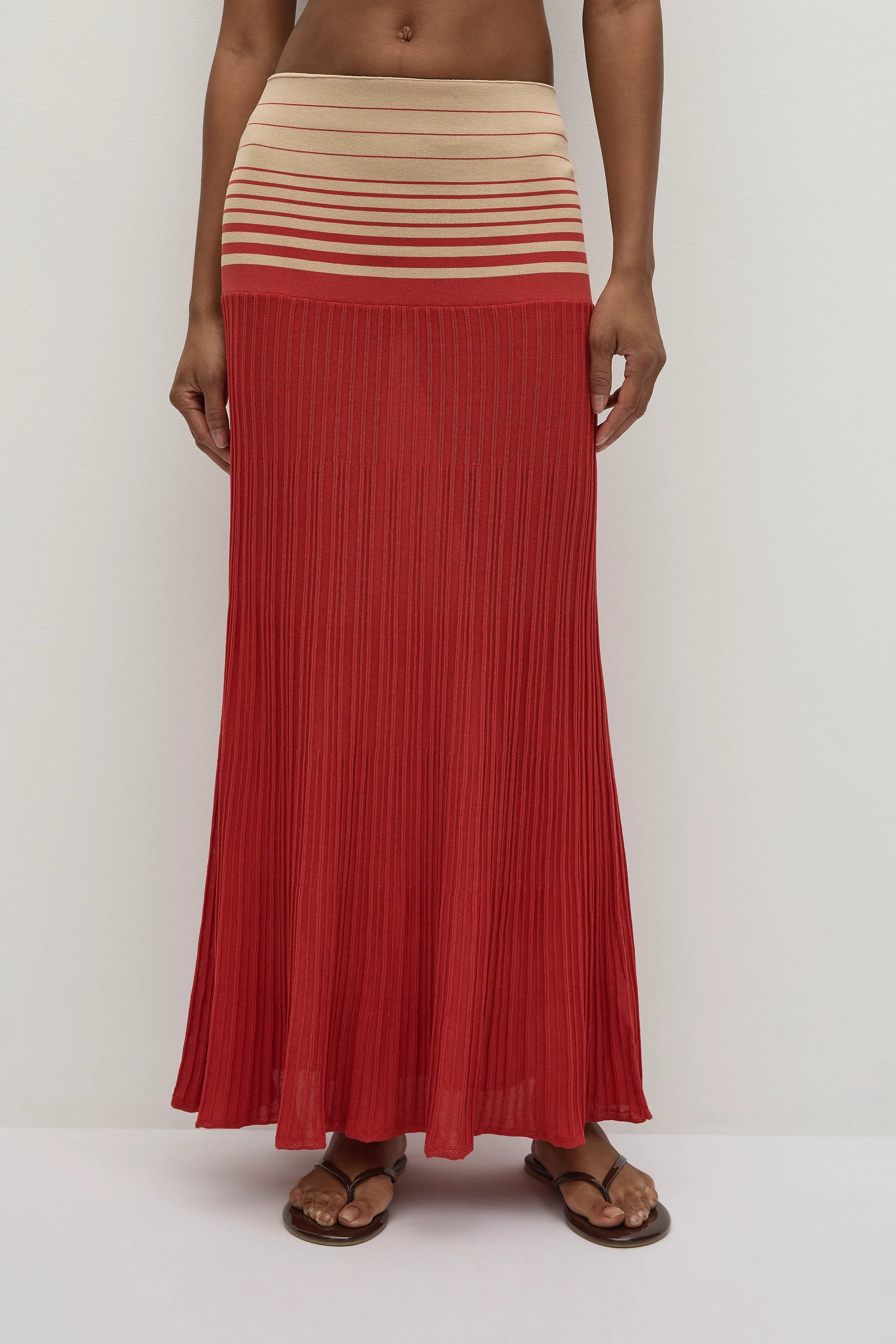 Faithfull - Citara Skirt Accordion Stripe Amber Fawn - Final Sale - Image 3