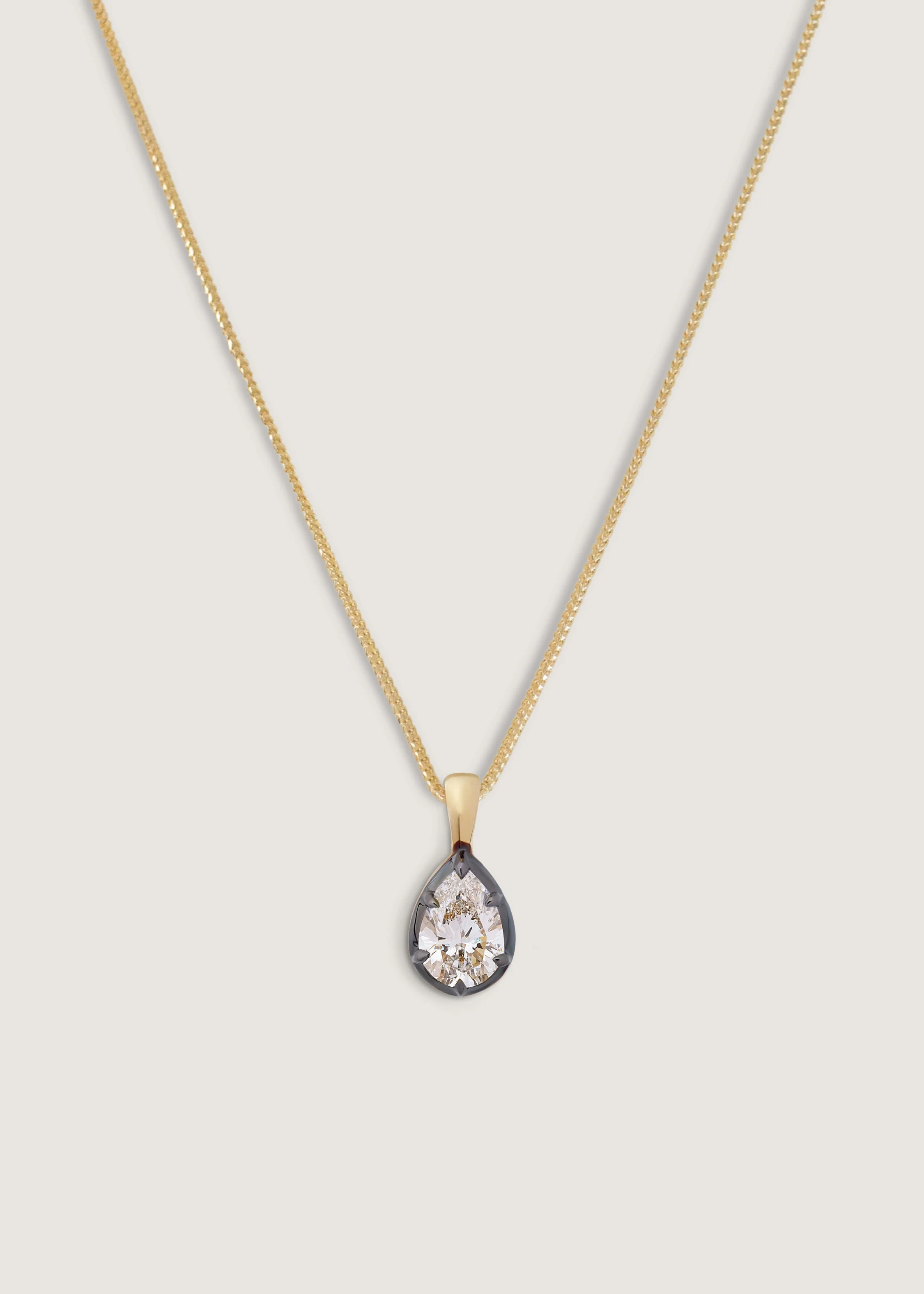 Kinn - Clara Black Rhodium Pear Pendant Necklace - Image 5