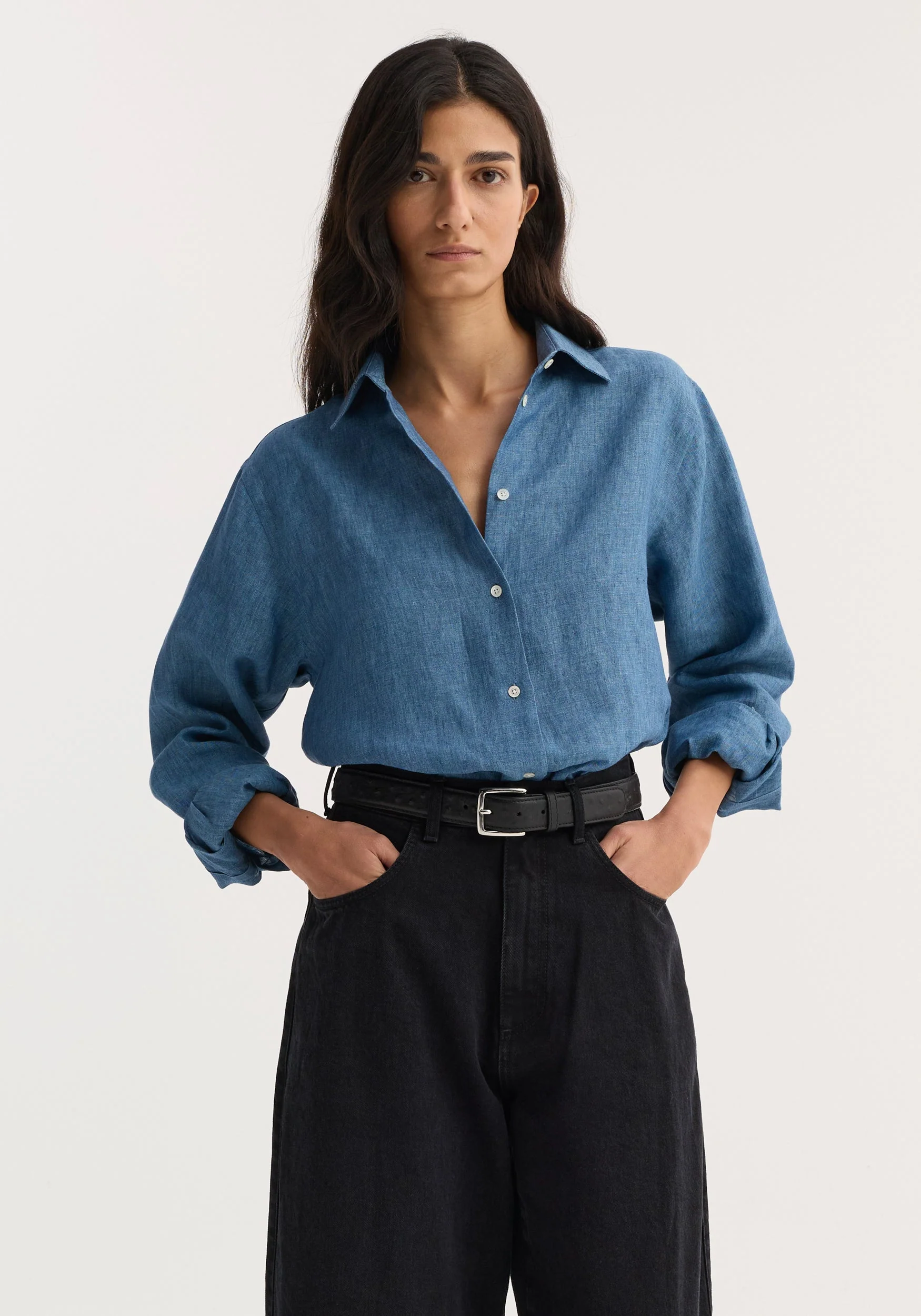 ROHE - Classic chambray shirt | ocean blue - Image 2