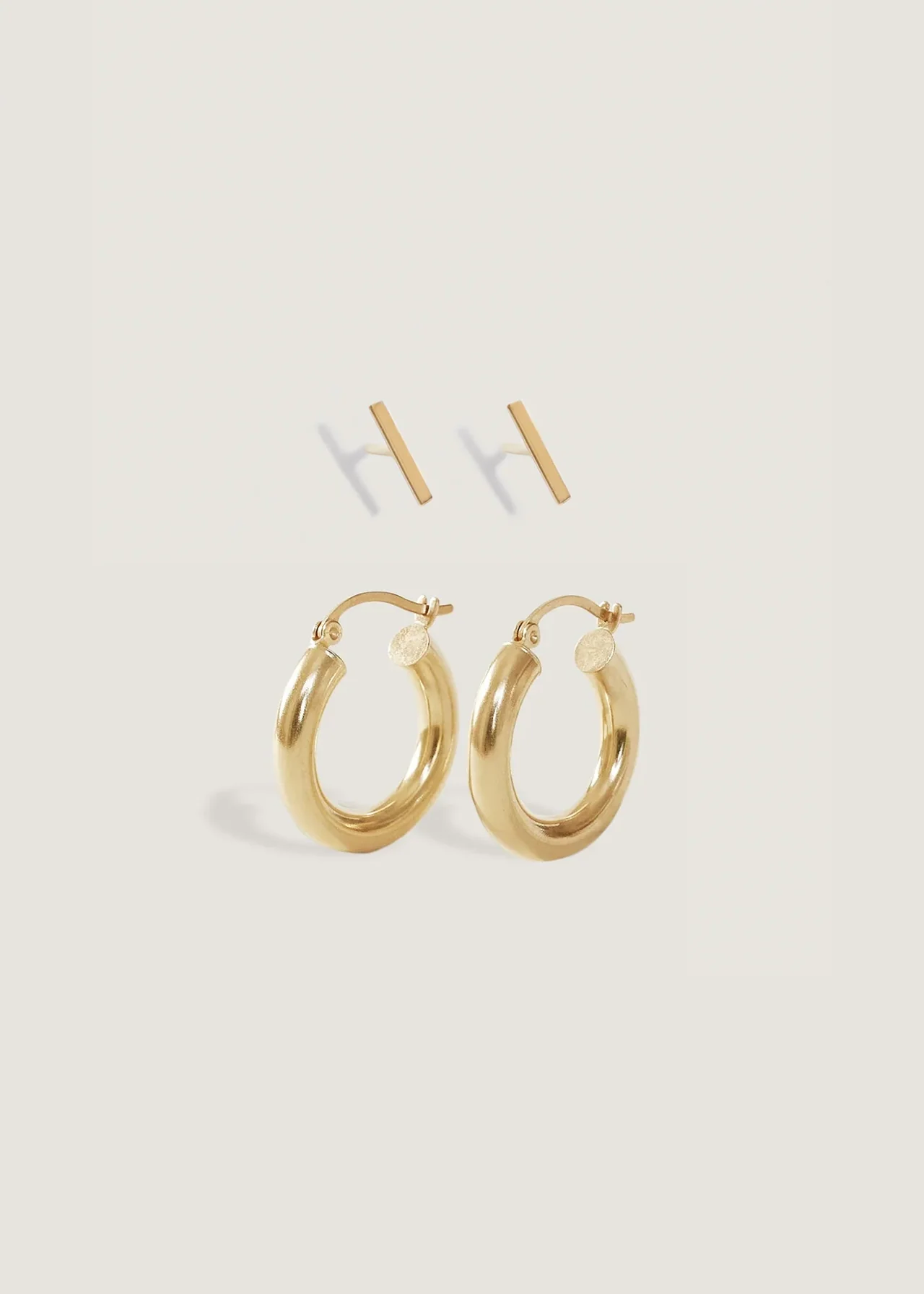 Kinn - Classic Hoop Small & Micro Bar Stud Earring Stack