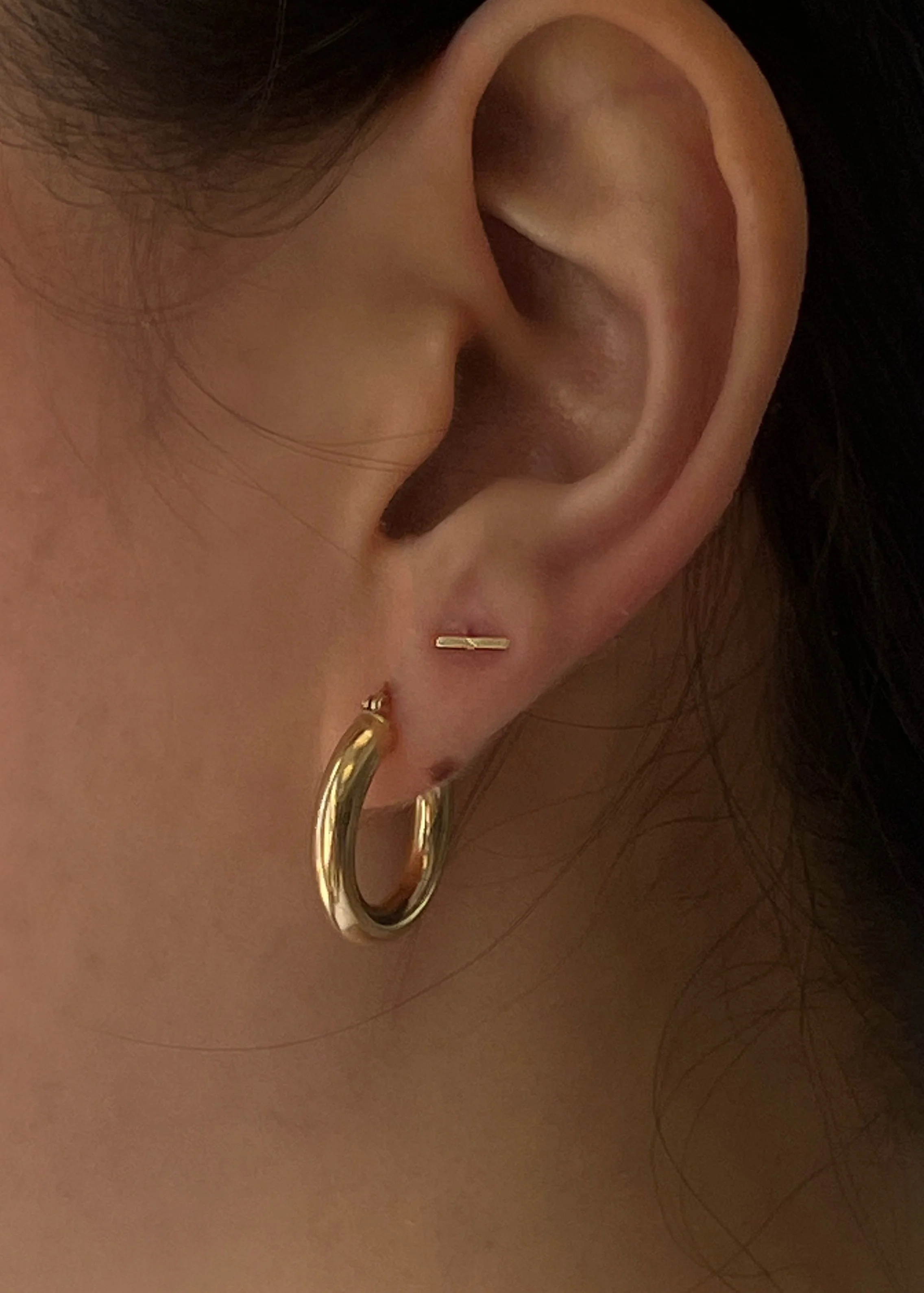 Kinn - Classic Hoop Small & Micro Bar Stud Earring Stack - Image 2