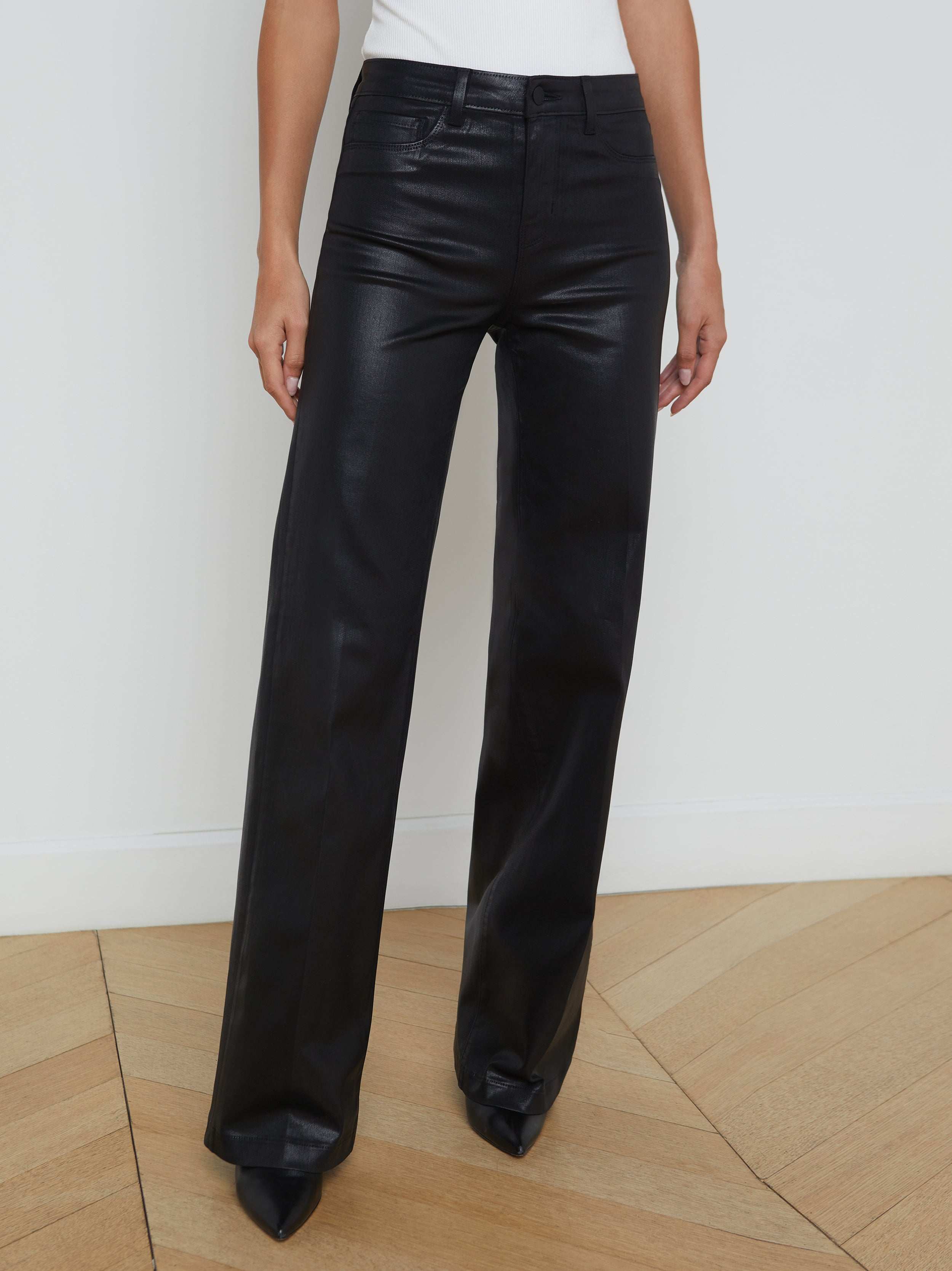 L'AGENCE - Clayton Coated Wide - Leg Jean - Image 2