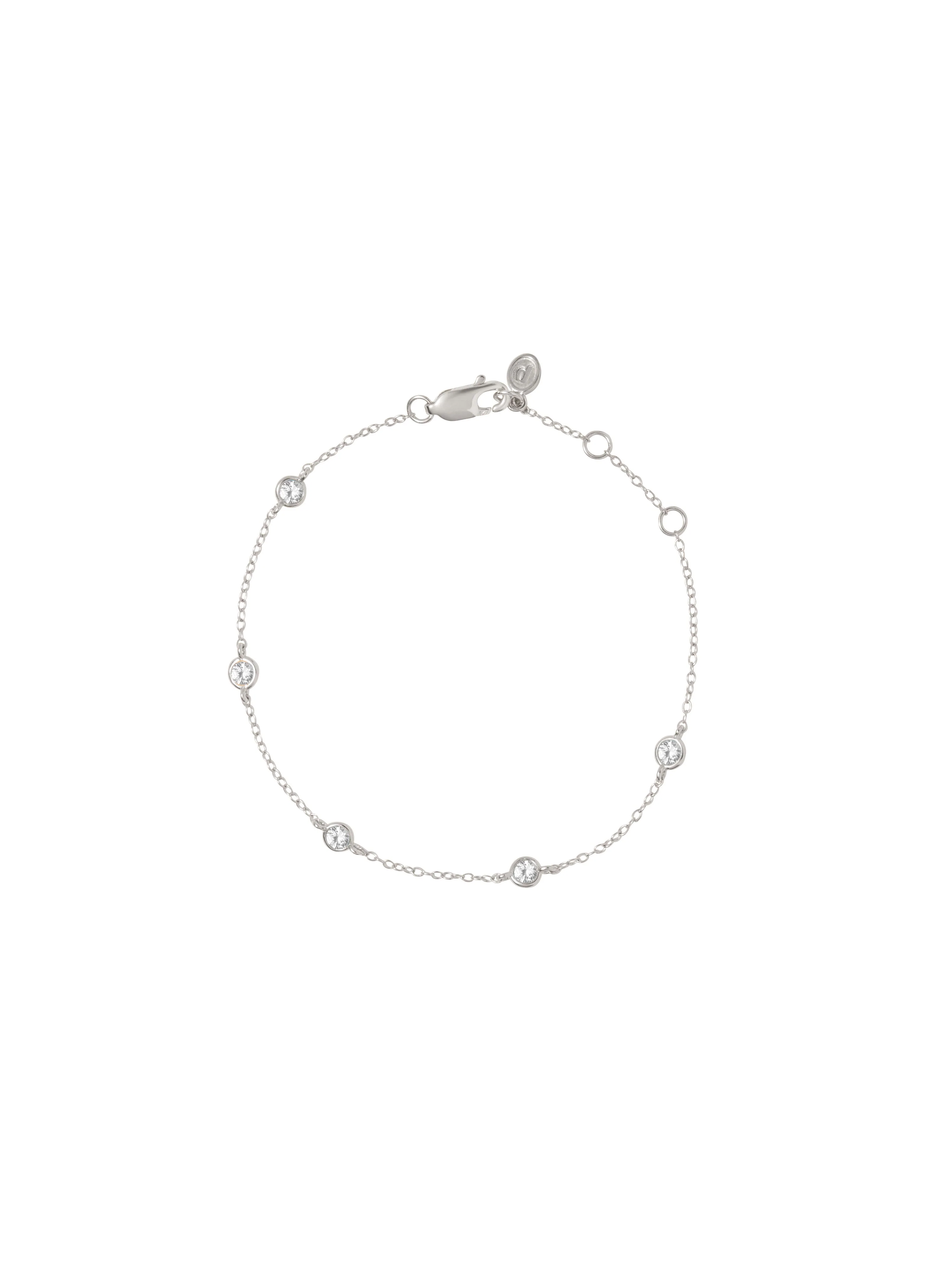 Dorsey - CLEMENCE, LAB WHITE SAPPHIRE 5 STONE STRAND BRACELET, SILVER