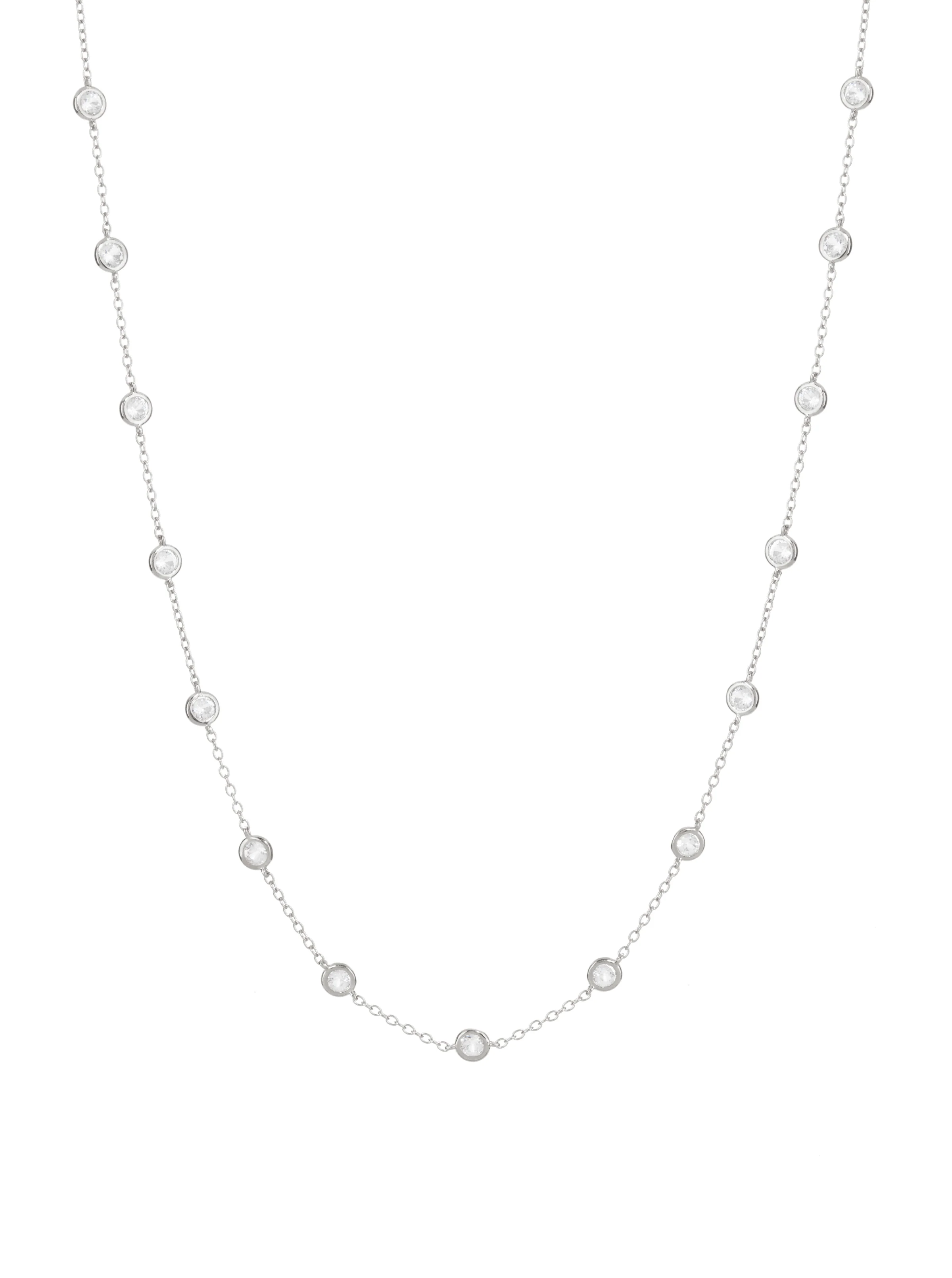Dorsey - CLEMENCE, LAB WHITE SAPPHIRE 1.50 CARAT 15 STONE STRAND NECKLACE, SILVER