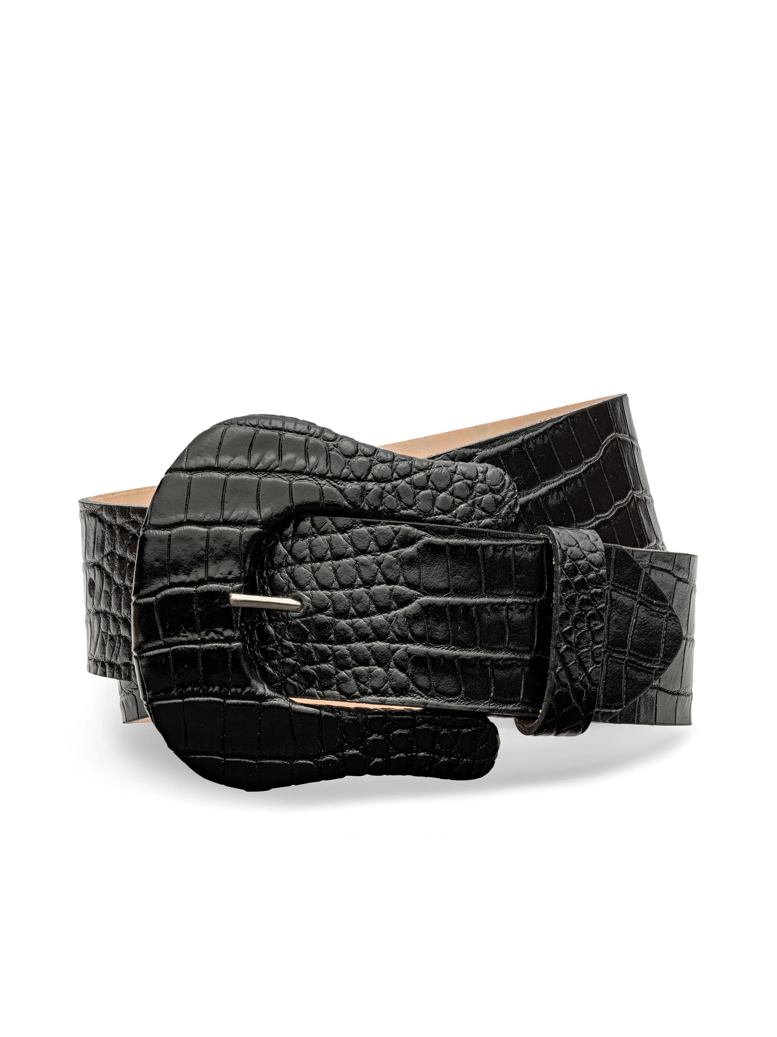L'AGENCE - Clemence Croc - Embossed Leather Belt - Image 6