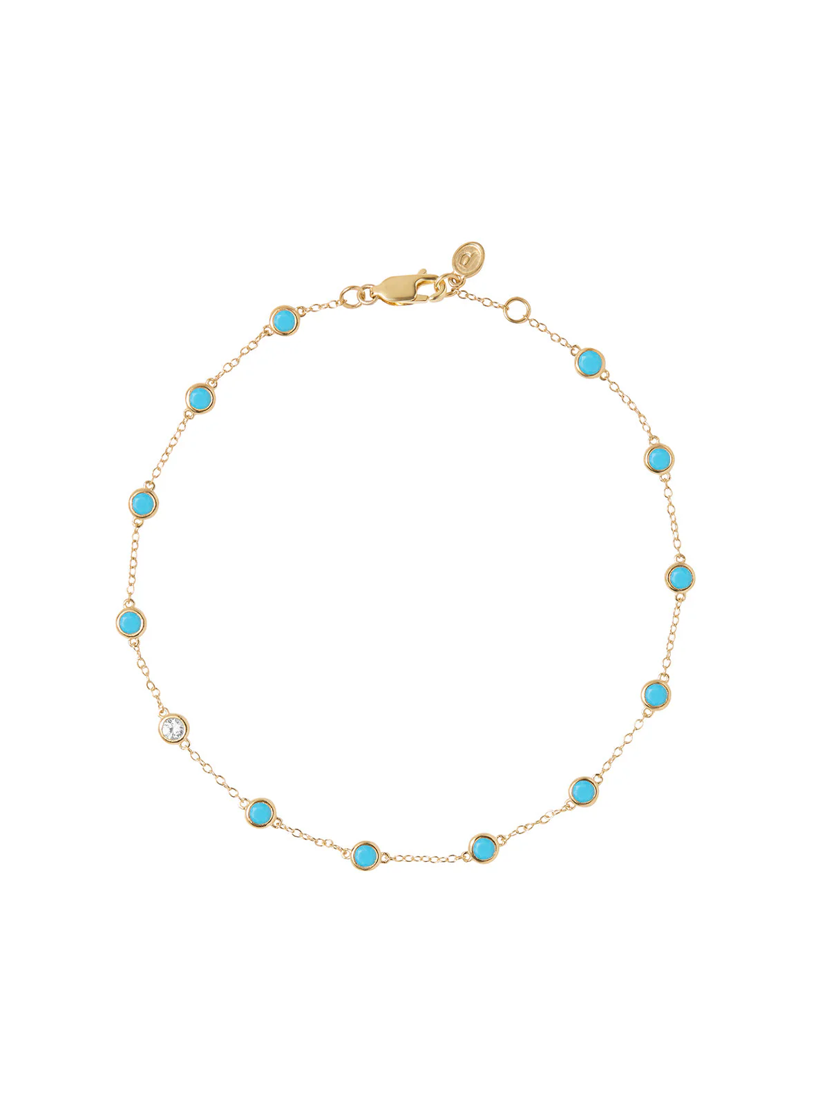 Dorsey - CLEMENCE, NANO TURQUOISE AND MOISSANITE ANKLET, GOLD
