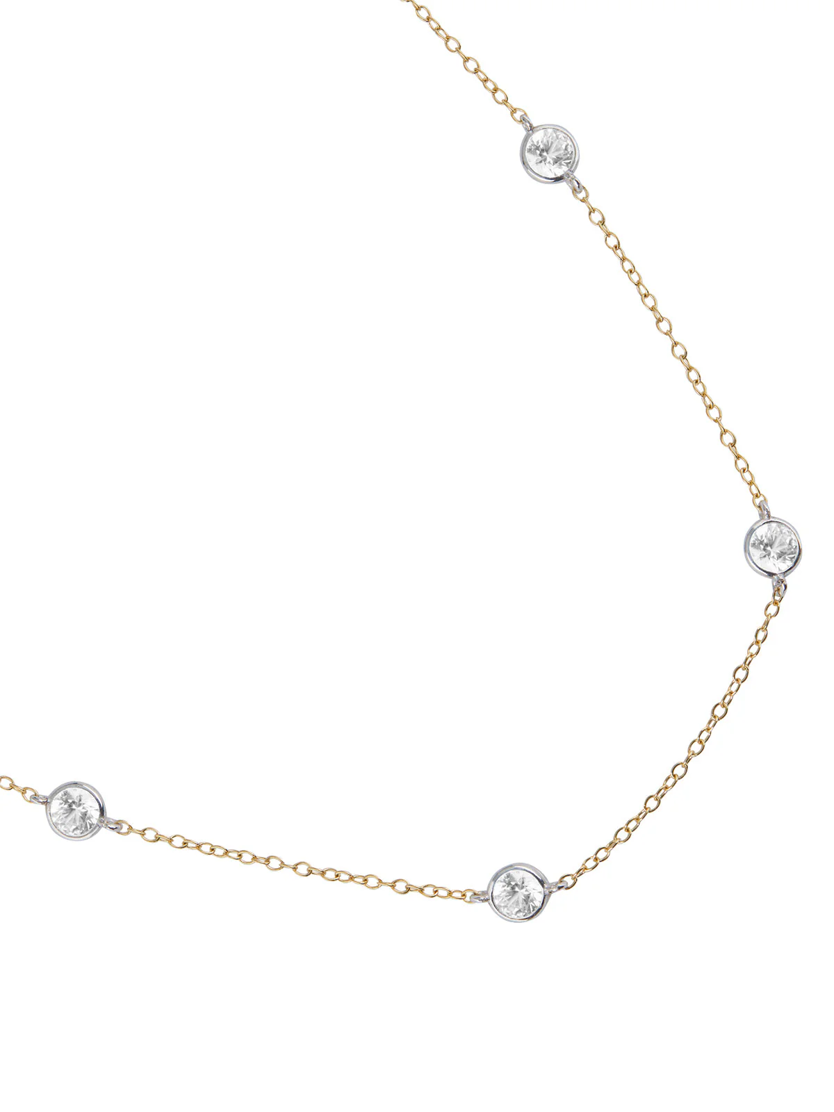 Dorsey - CLEMENCE, LAB WHITE SAPPHIRE 8 STONE TWO - TONE STRAND NECKLACE, GOLD AND SILVER - Image 2