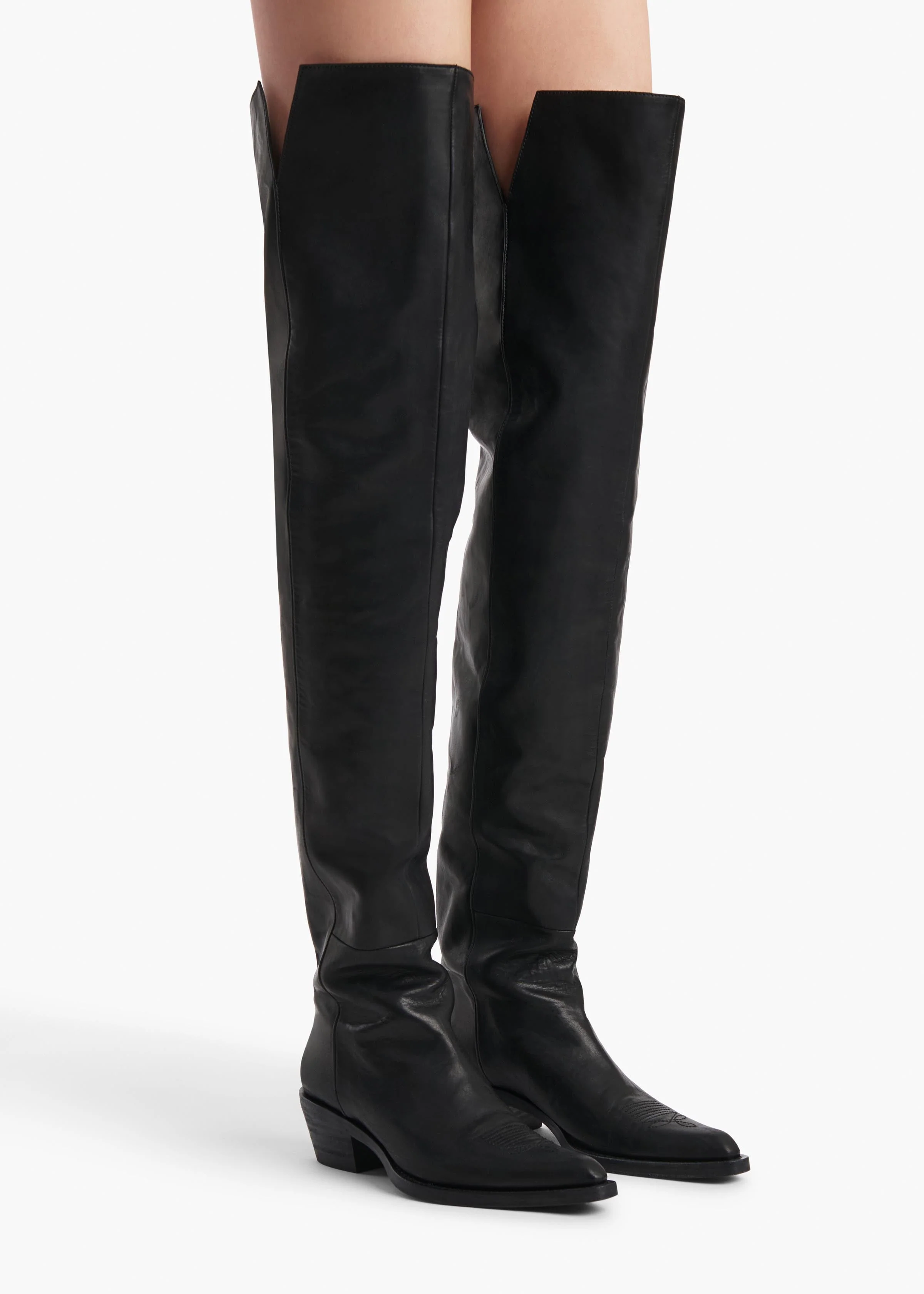 Khaite - Clive Over - the - Knee Flat Boot in Black Leather - Image 11