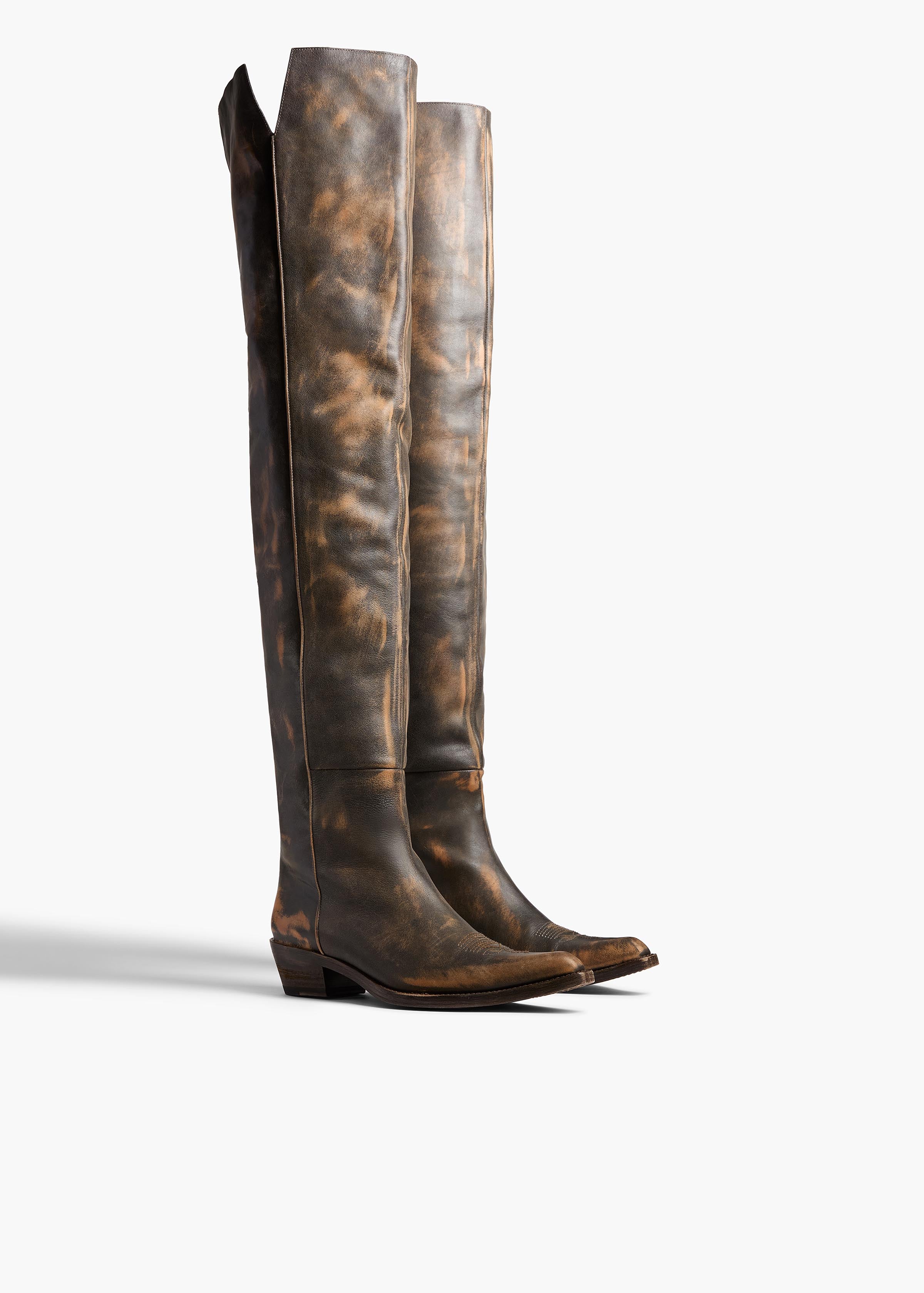 Khaite - Clive Over - the - Knee Flat Boot in Vintage Black Leather - Image 2