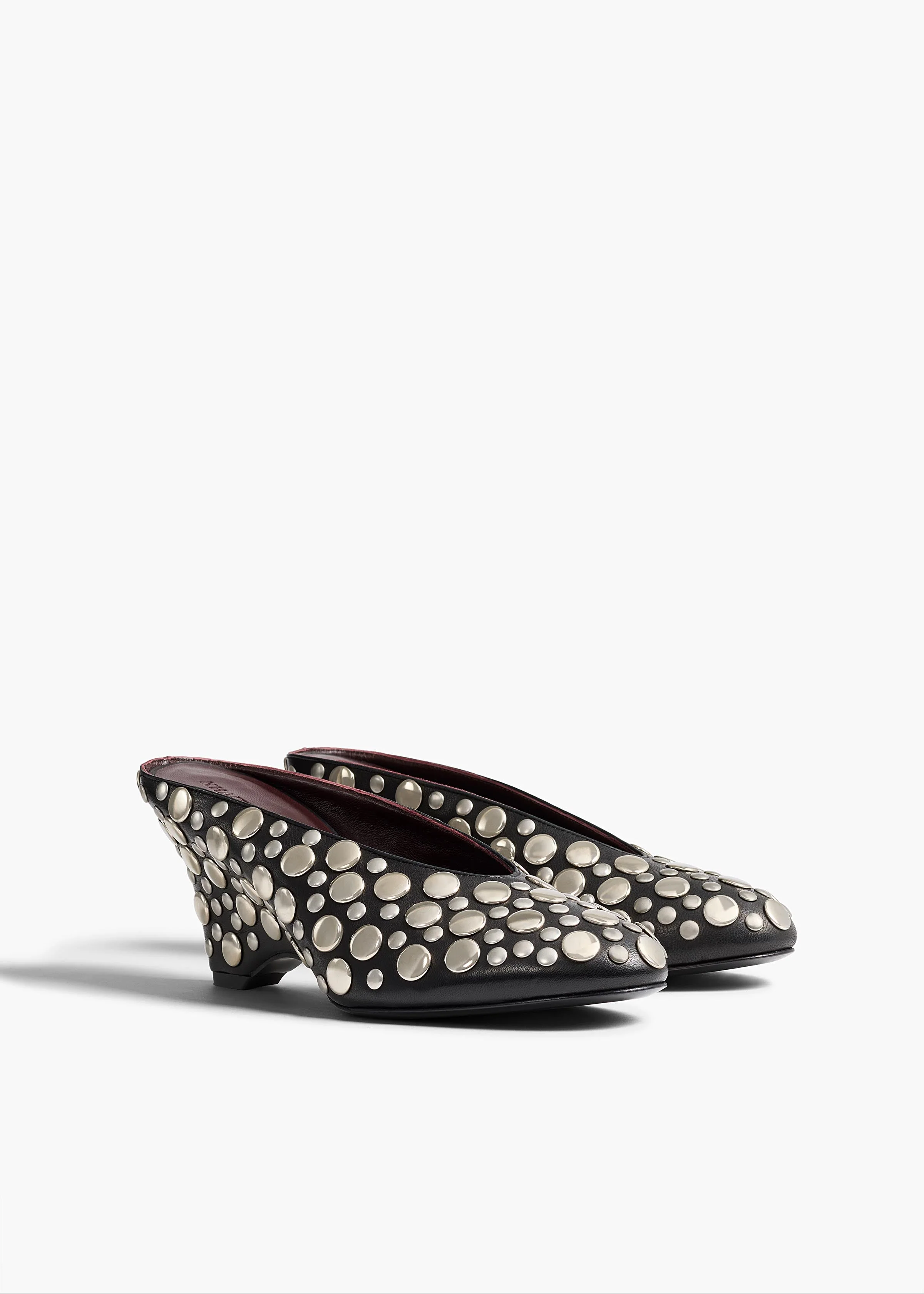 Khaite - Cloak Wedge in Black Leather with Silver Studs - Image 2