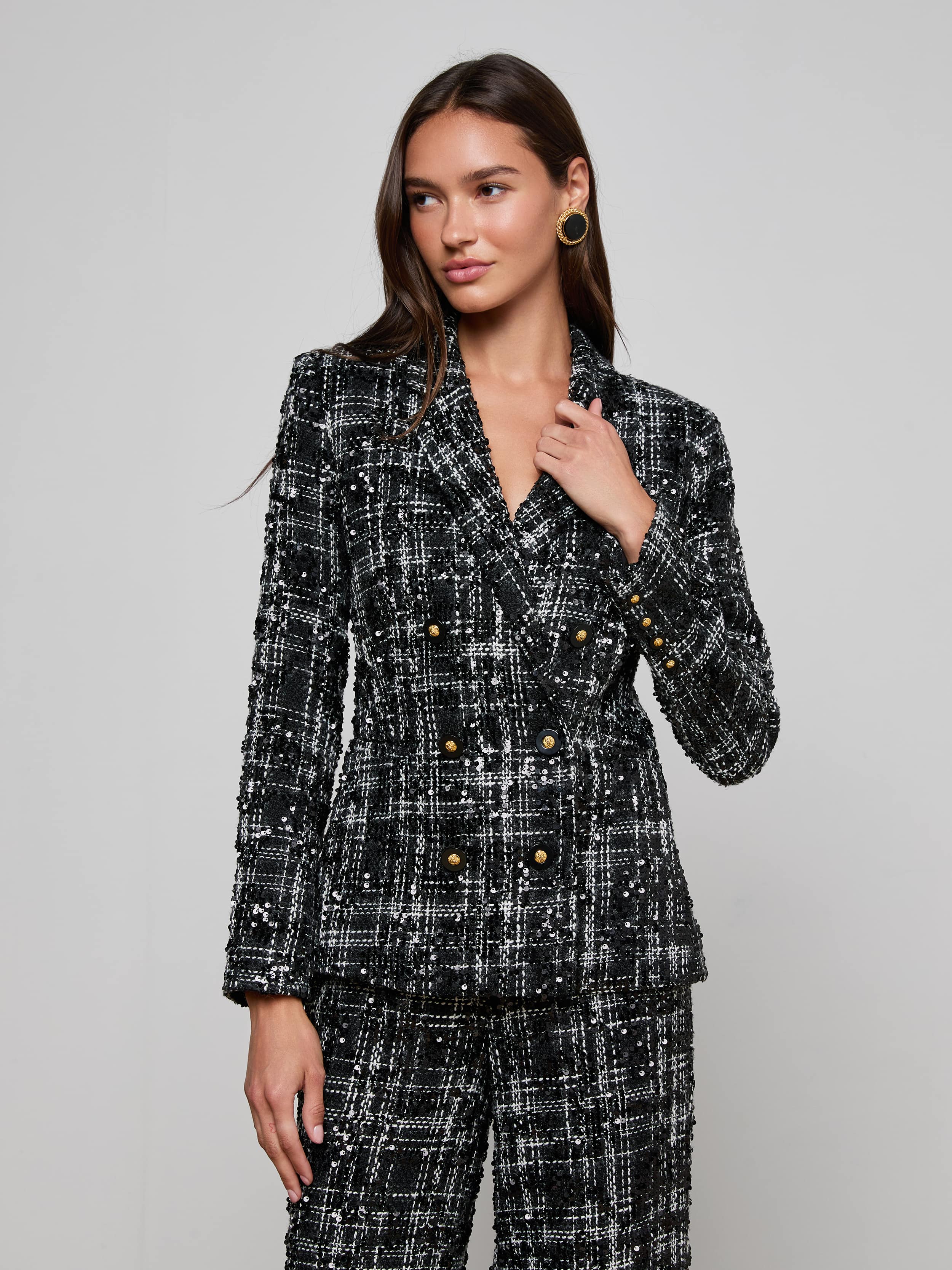 L'AGENCE - Colin Sequined Tweed Blazer