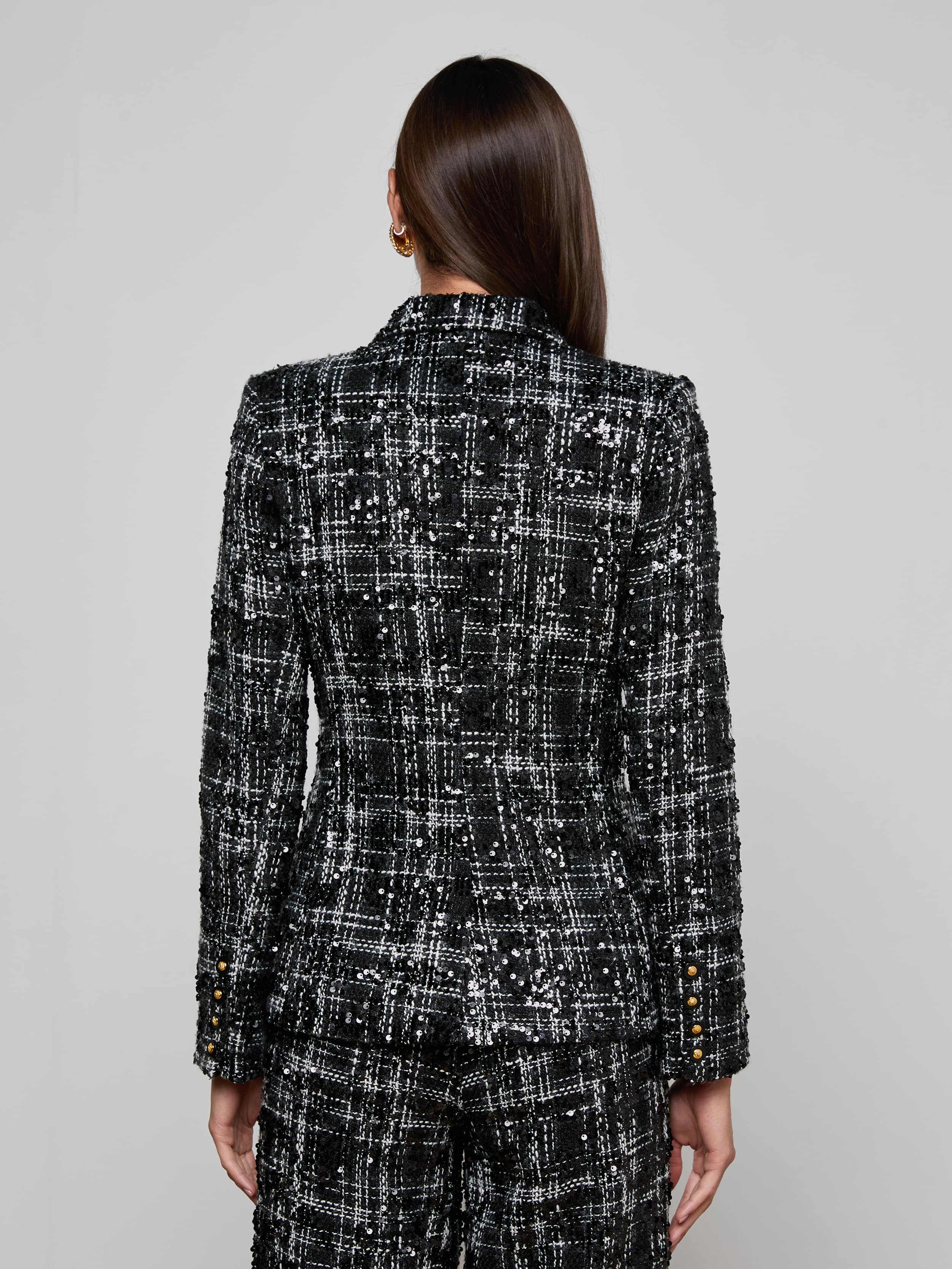 L'AGENCE - Colin Sequined Tweed Blazer - Image 11