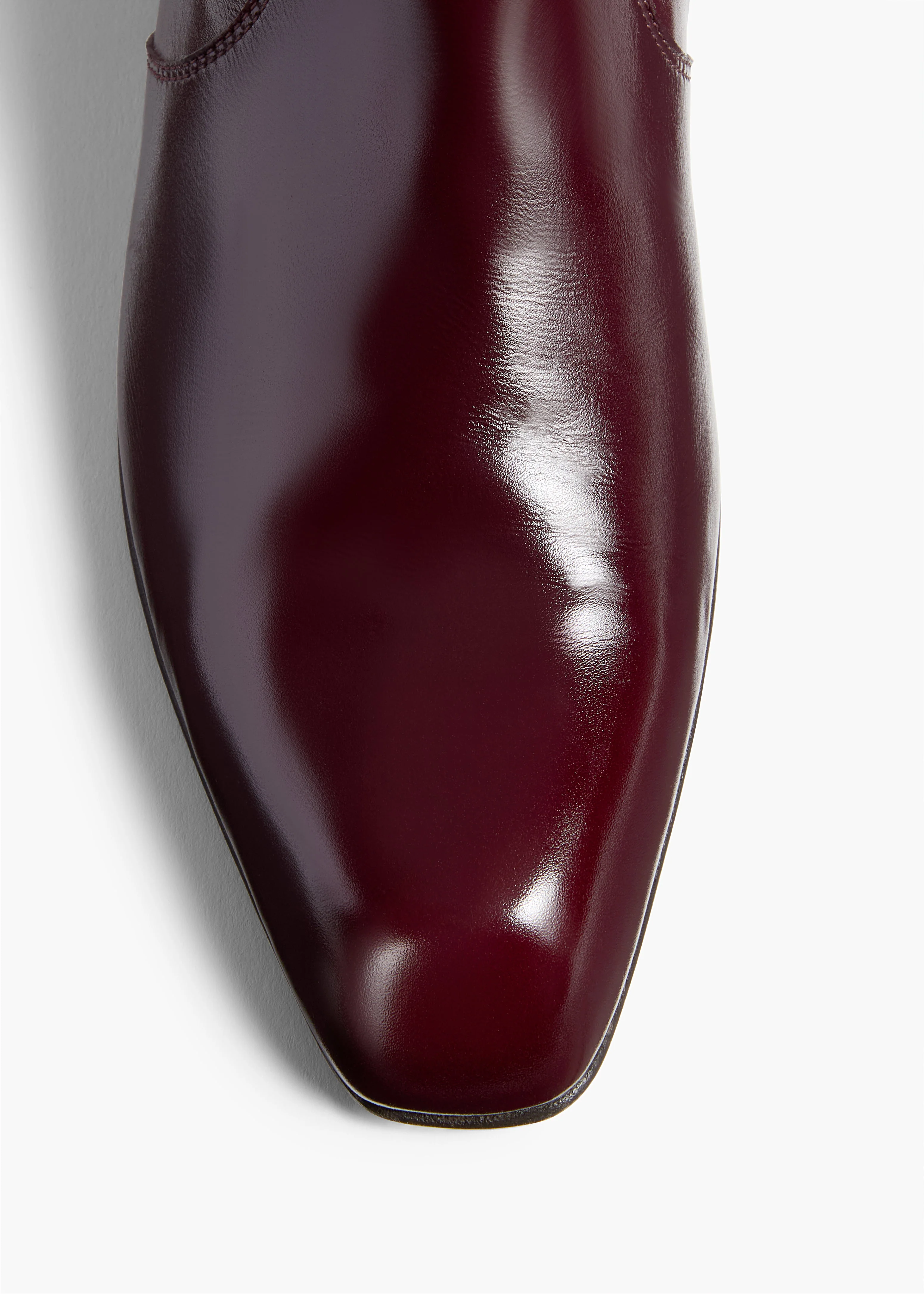Khaite - Colt Knee - High Boot in Bordeaux Glazed Leather - Image 3