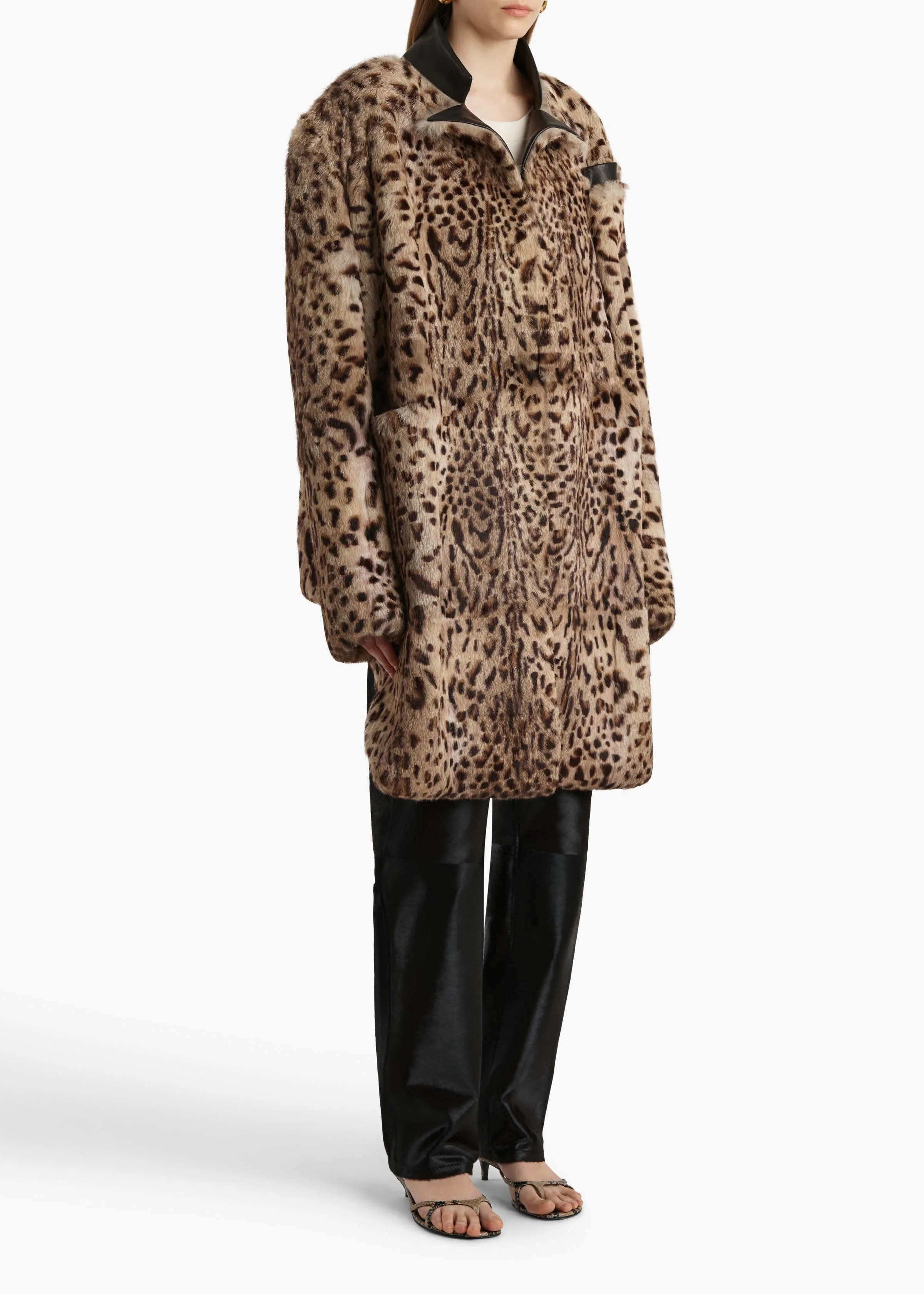 Khaite - Comelle Coat in Leopard Print Lapin - Image 2