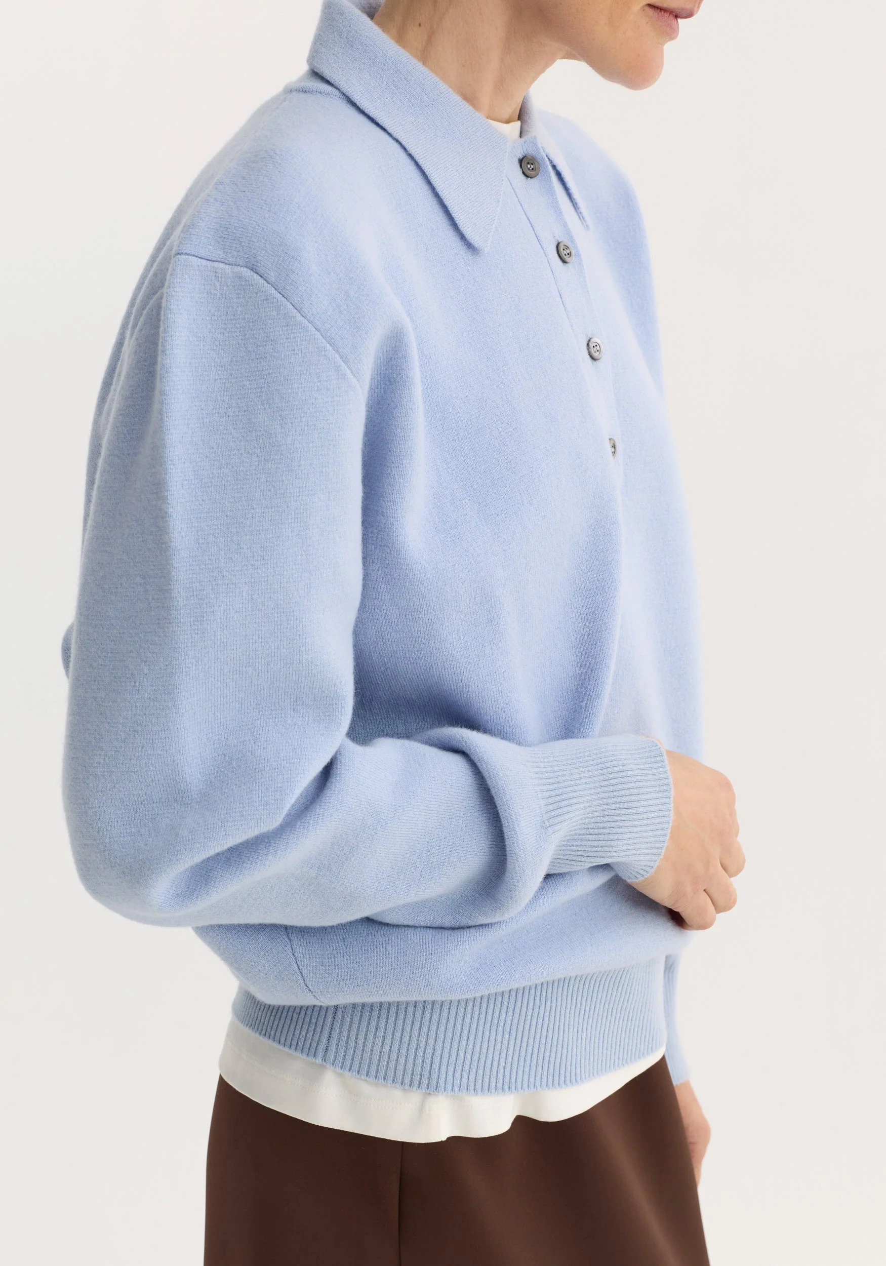 ROHE - Compact knitted polo | baby blue - Image 3
