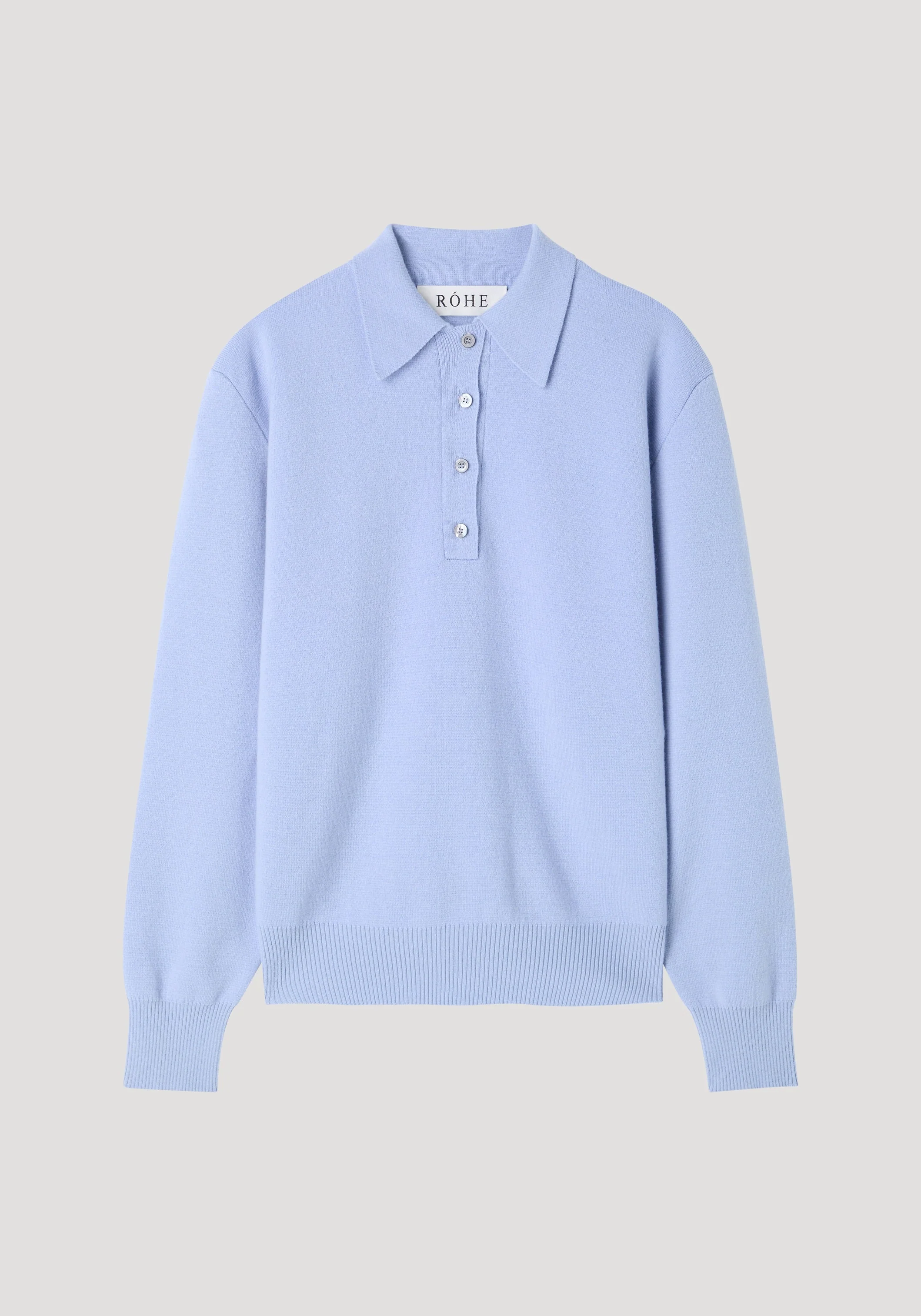 ROHE - Compact knitted polo | baby blue - Image 6