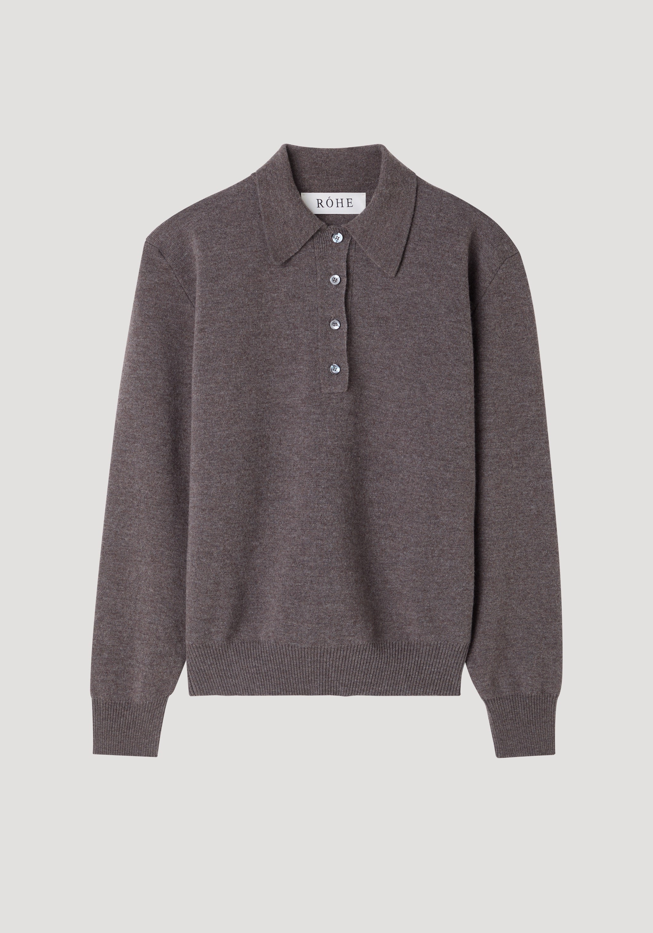 ROHE - Compact knitted polo | mud melange - Image 6
