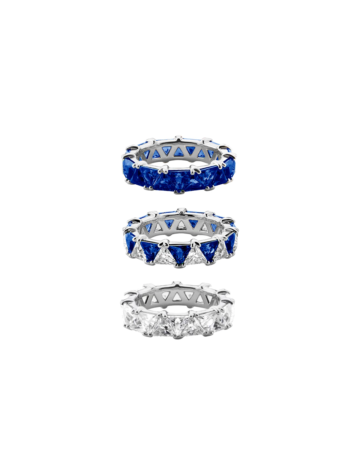 Dorsey - THEODORA DOUBLE TRILLION BLUE SAPPHIRE RING STACK, SILVER