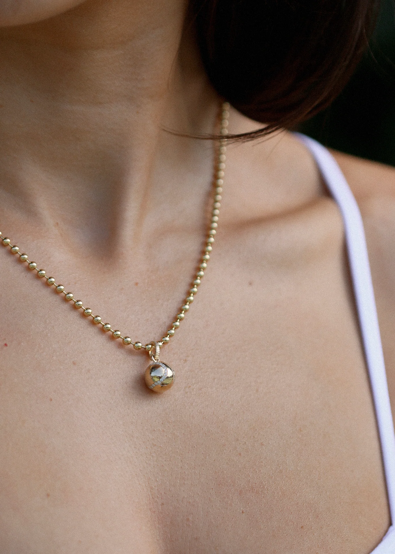 Kinn - Courtside Tennis Ball Pendant Diamond Necklace - Image 2